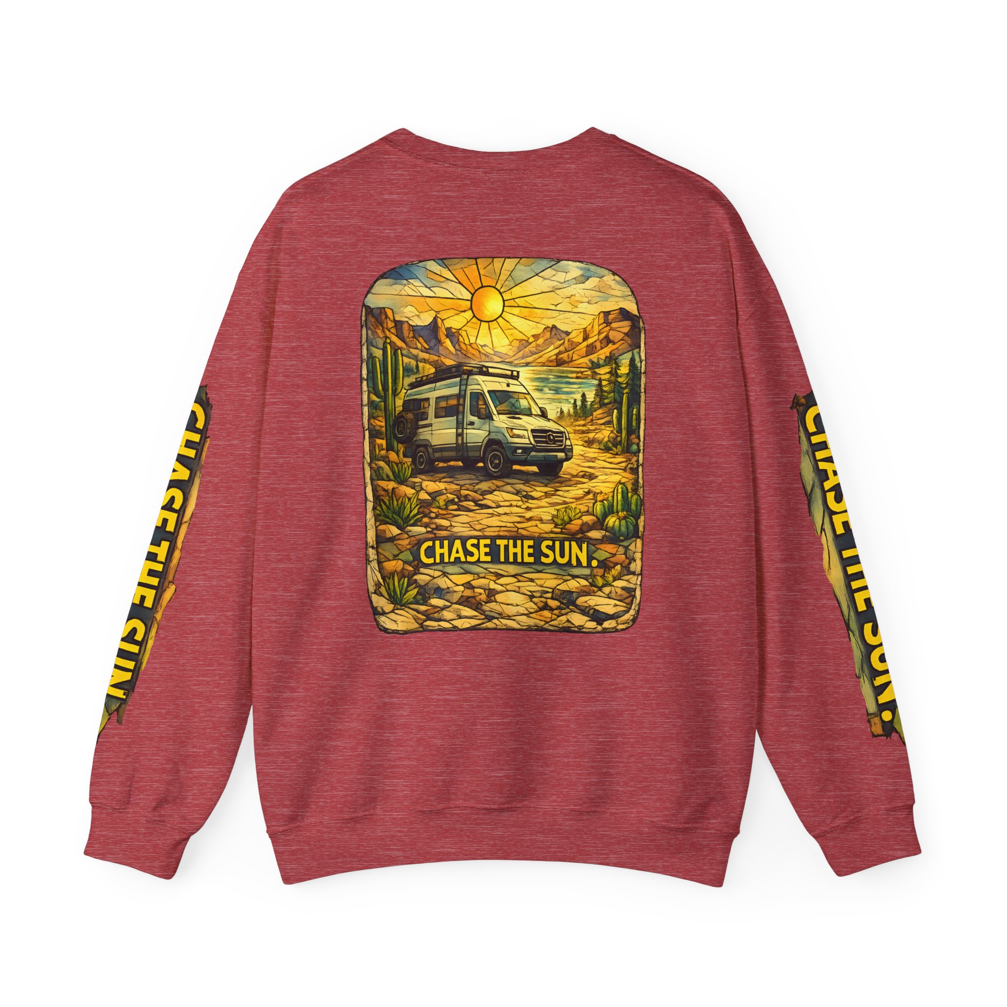 Unisex Heavy Blend™ Crewneck Sweatshirt — "Chase The Sun" Design Cubic-Line