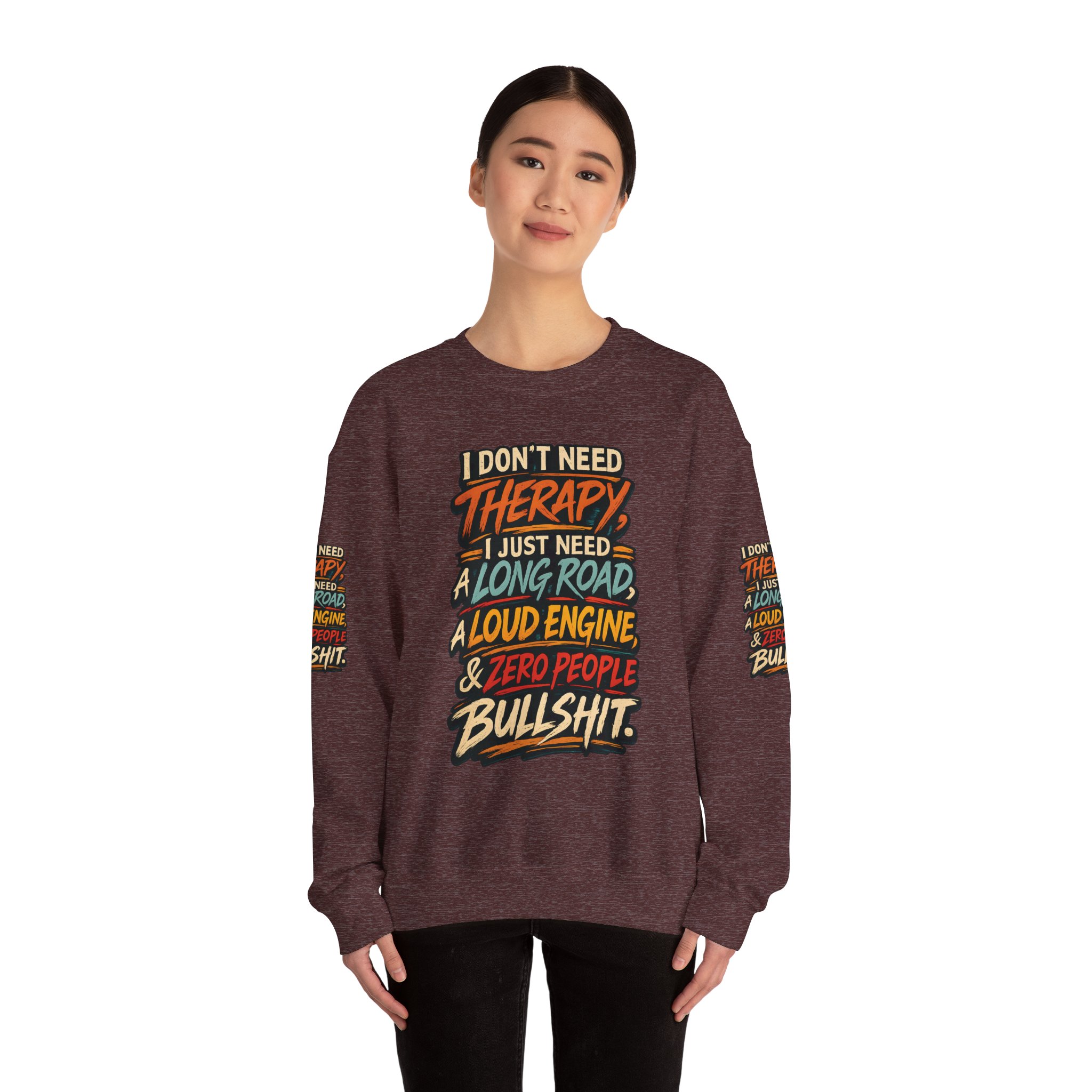 Unisex Heavy Blend™ Crewneck Sweatshirt — "I Dont Need Therapy" Design F**K-Line