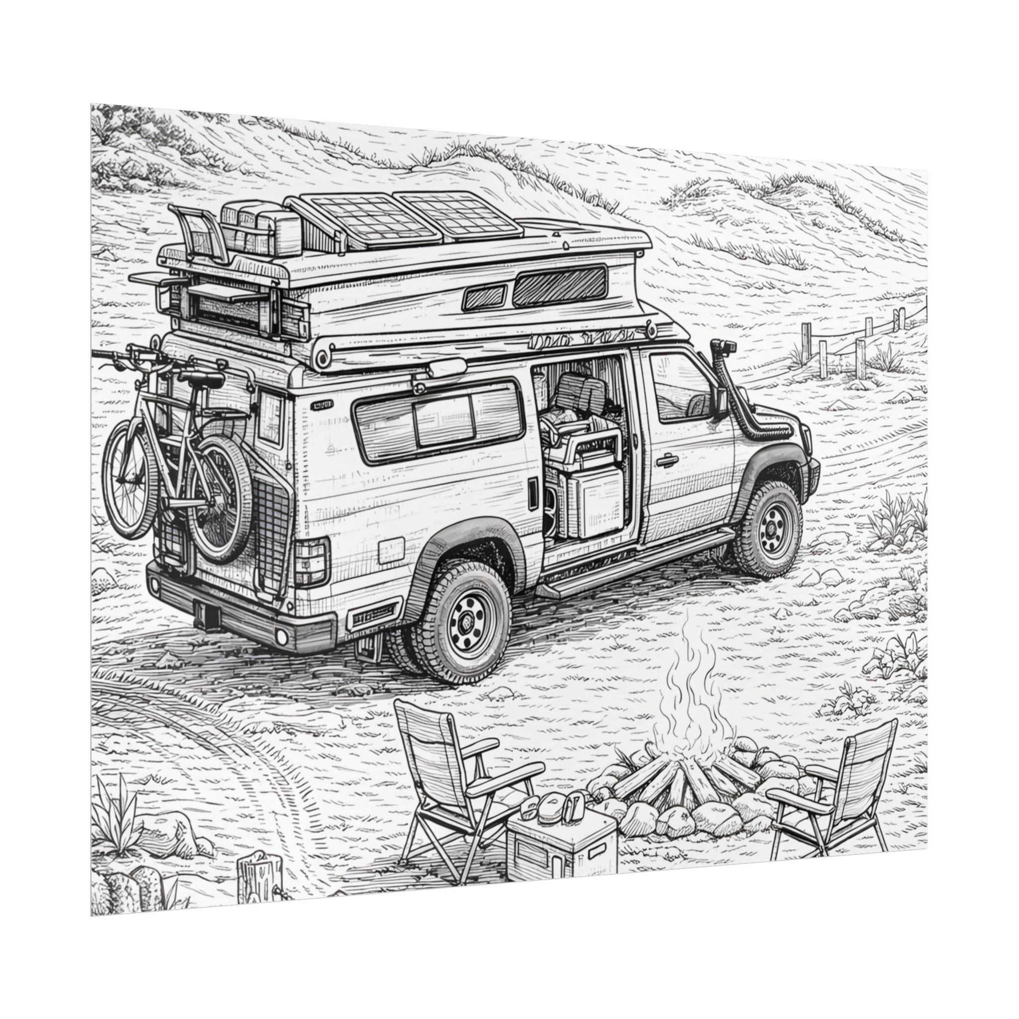 Campervan Poster — Vintage RV Camping Landscape Wall Art