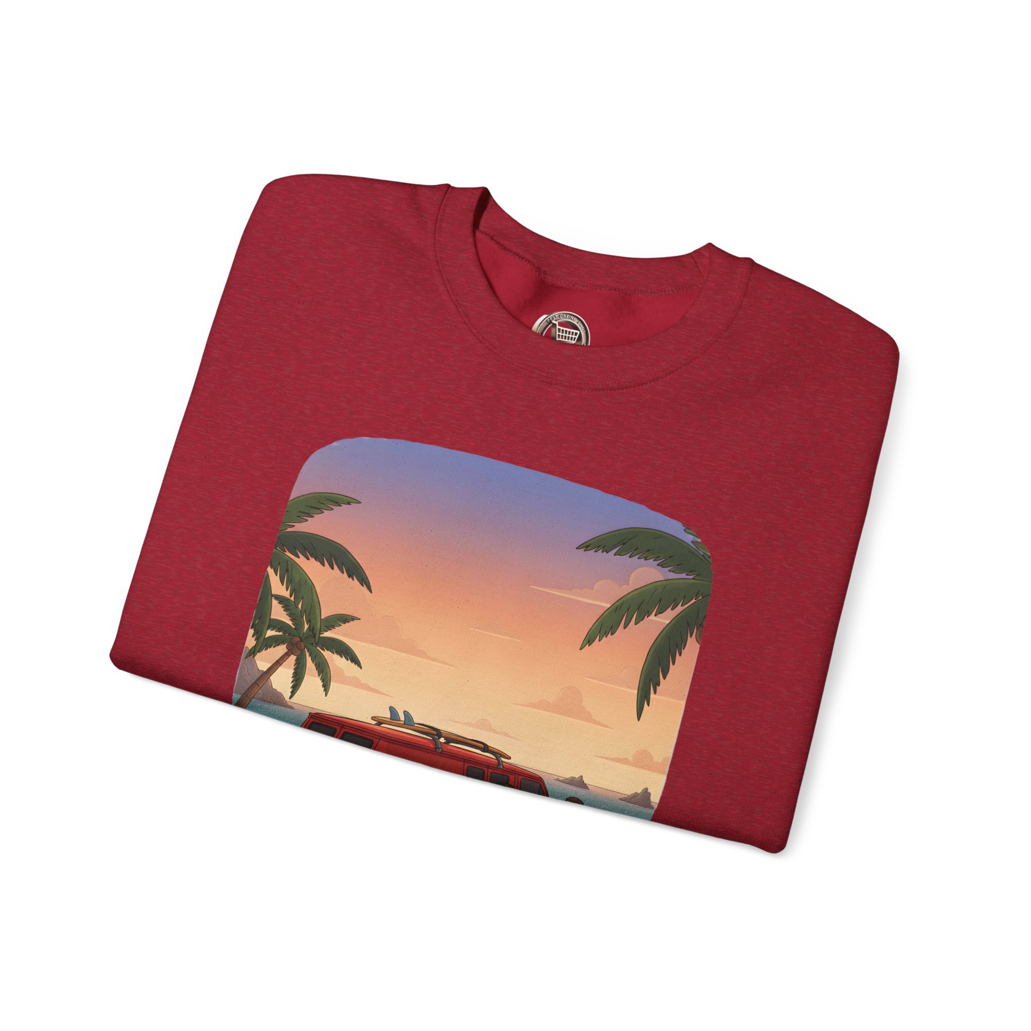 Unisex Heavy Blend™ Crewneck Sweatshirt — "Ocean Air Salty Hair Van Life" Design Sitcom-Line