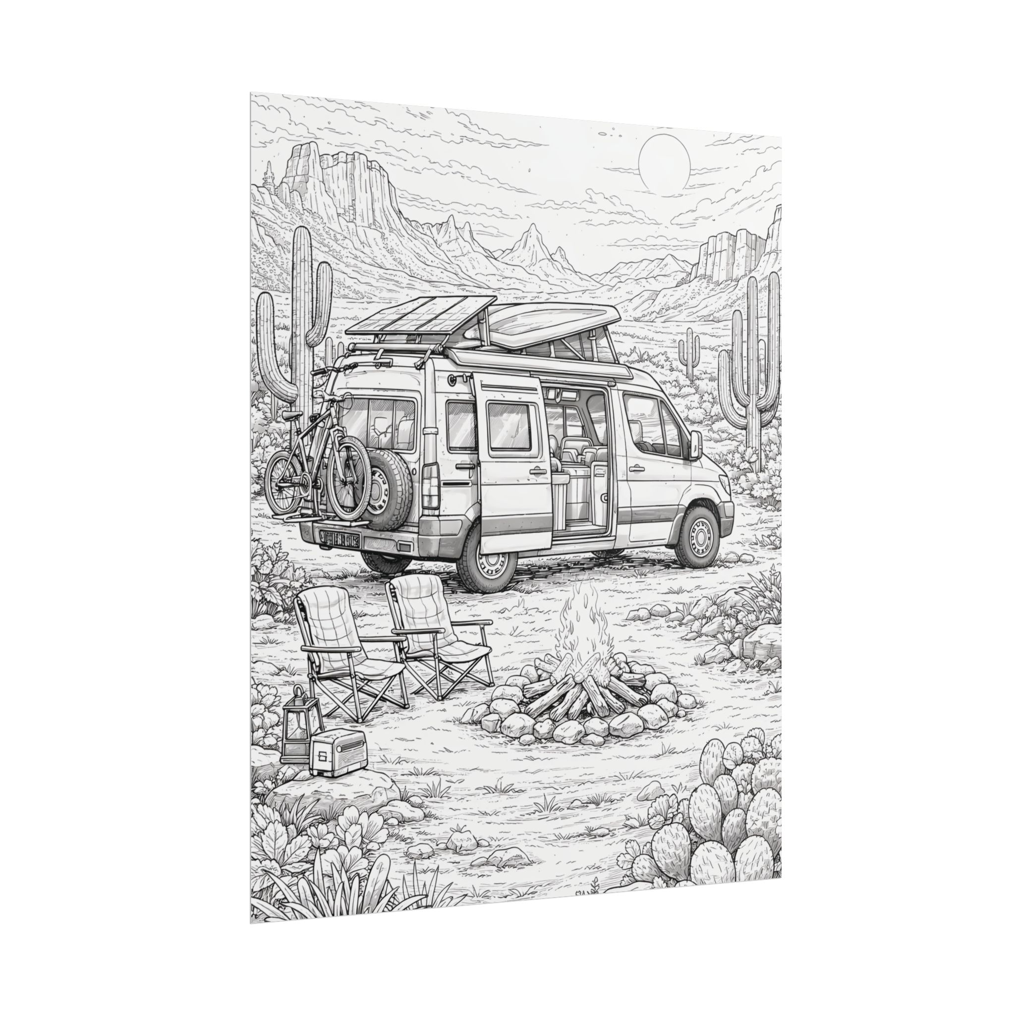 Campervan Poster — Vintage RV Camping Landscape Wall Art