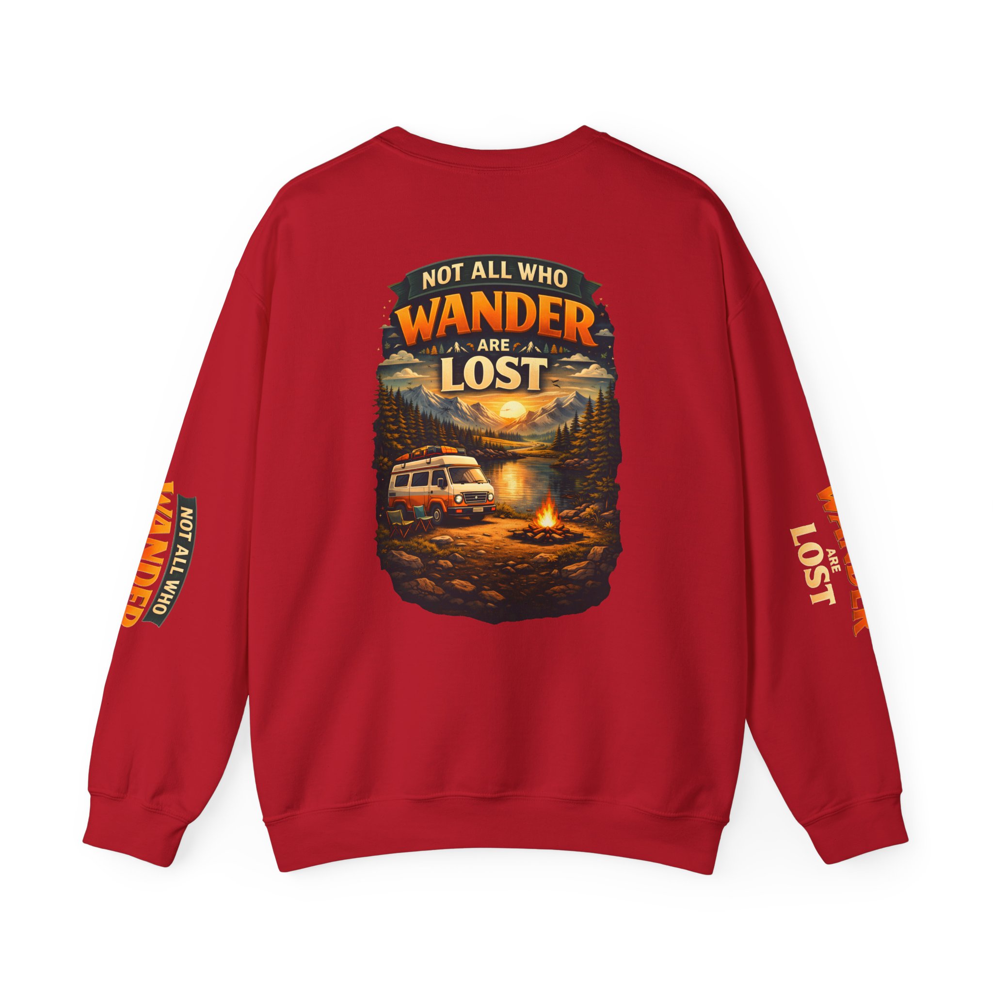 Unisex Heavy Blend™ Crewneck Sweatshirt — "Not All Who Wander Are Lost" Design Scenic-Line