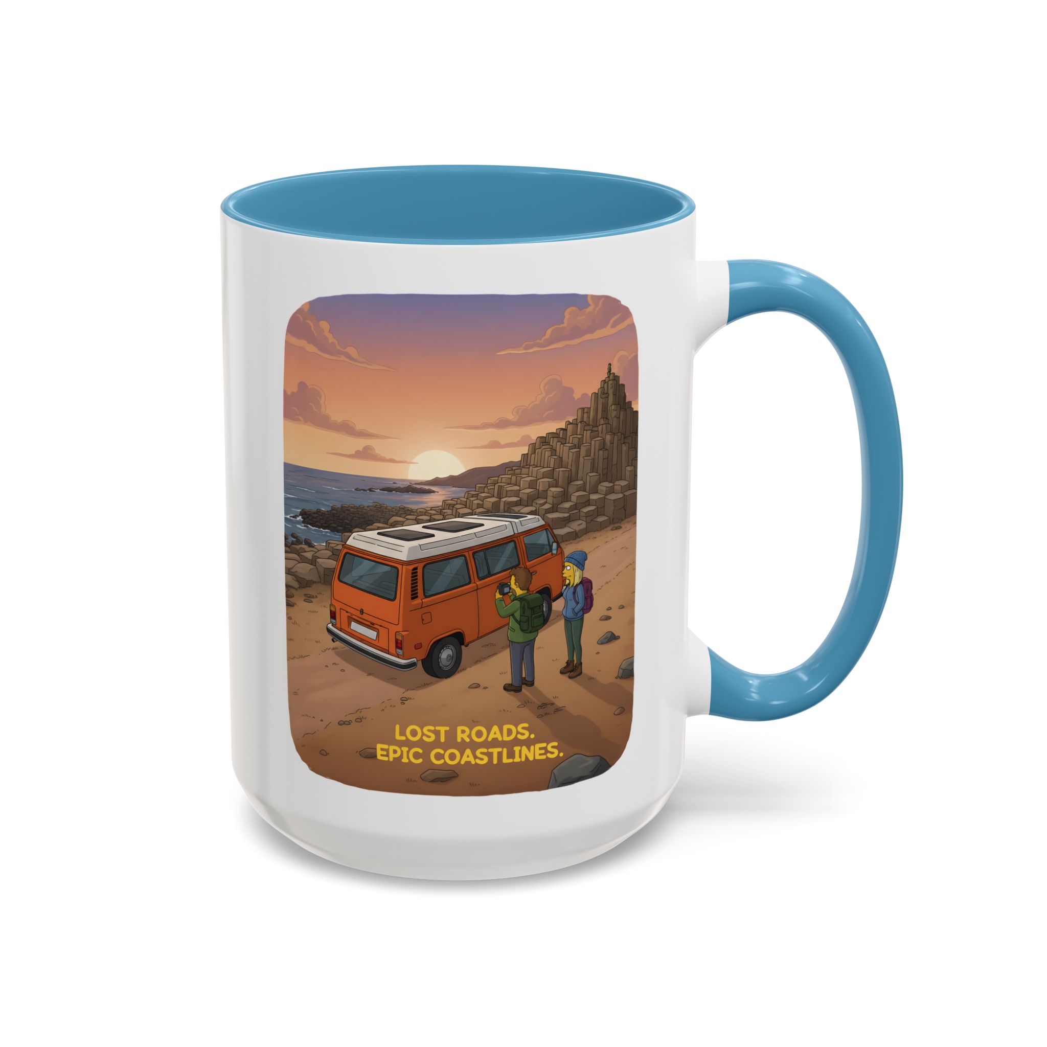Accent Coffee Mug (11, 15oz) — "Lost Roads Epic Coastlines" Design Sitcom-Line
