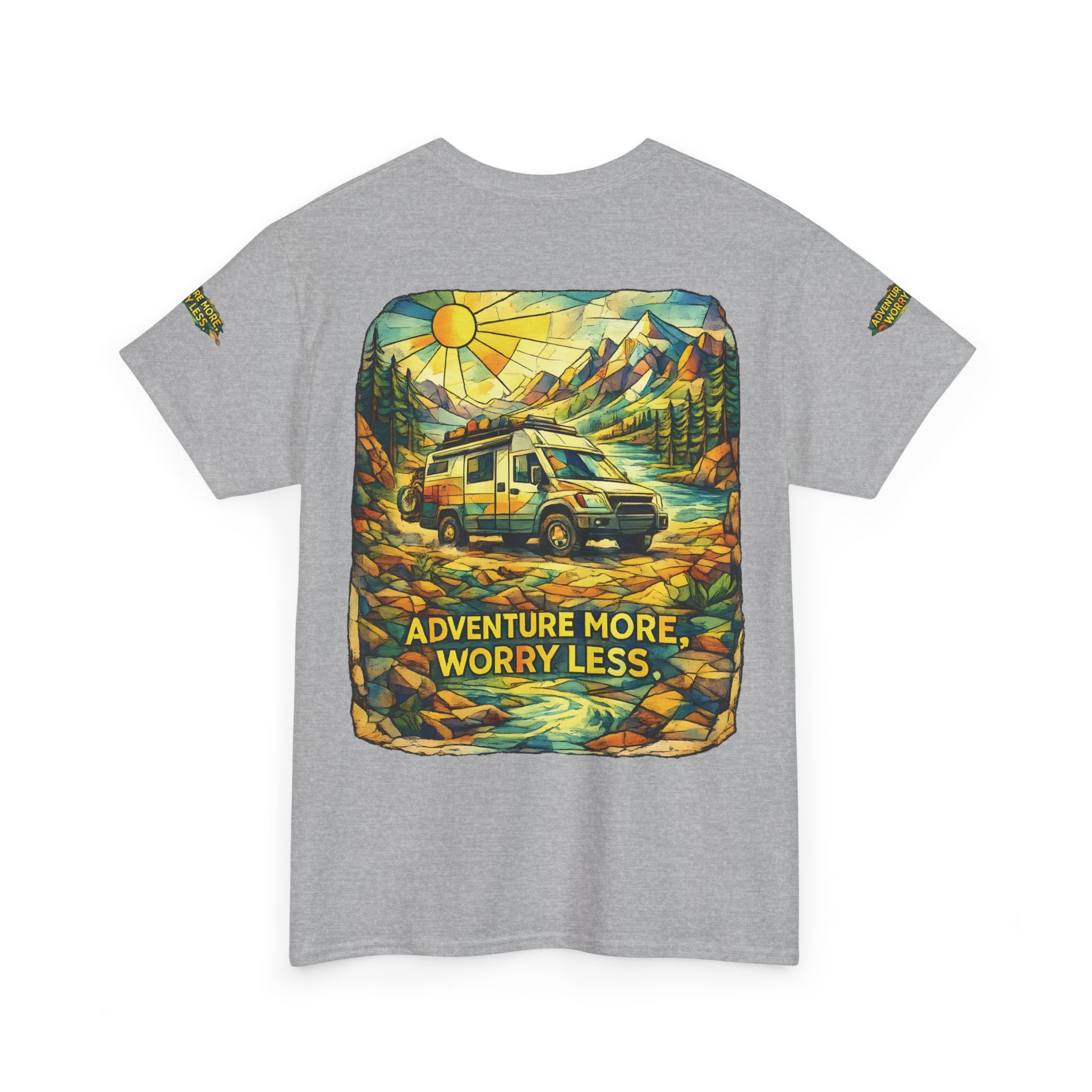 7224360933033944673_2048.jpeg Unisex Heavy Cotton Tee — "Adventure More Worry Less" Design Cubic-Line