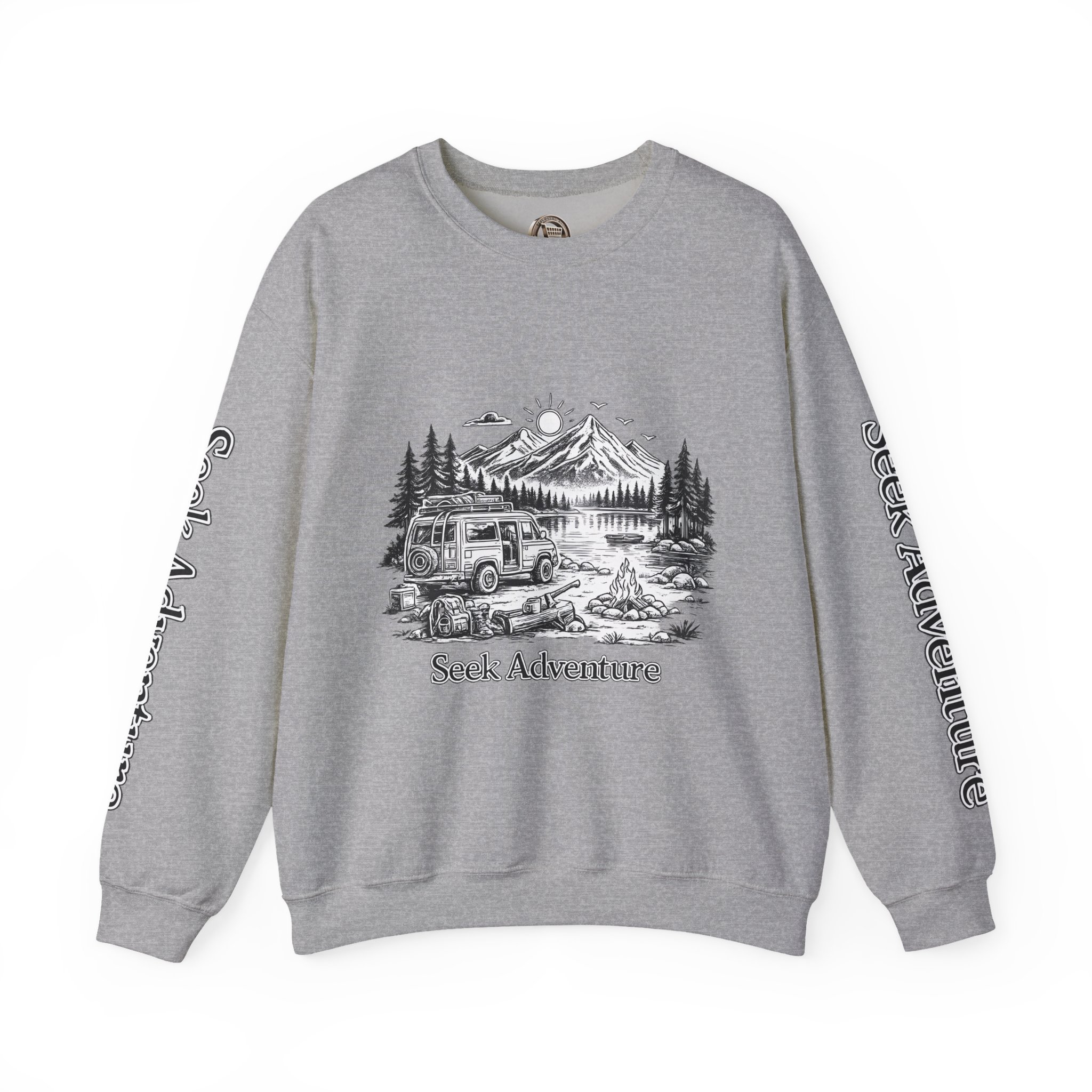 Unisex Heavy Blend™ Crewneck Sweatshirt — "Seek Adventure" Design Minimal-Line