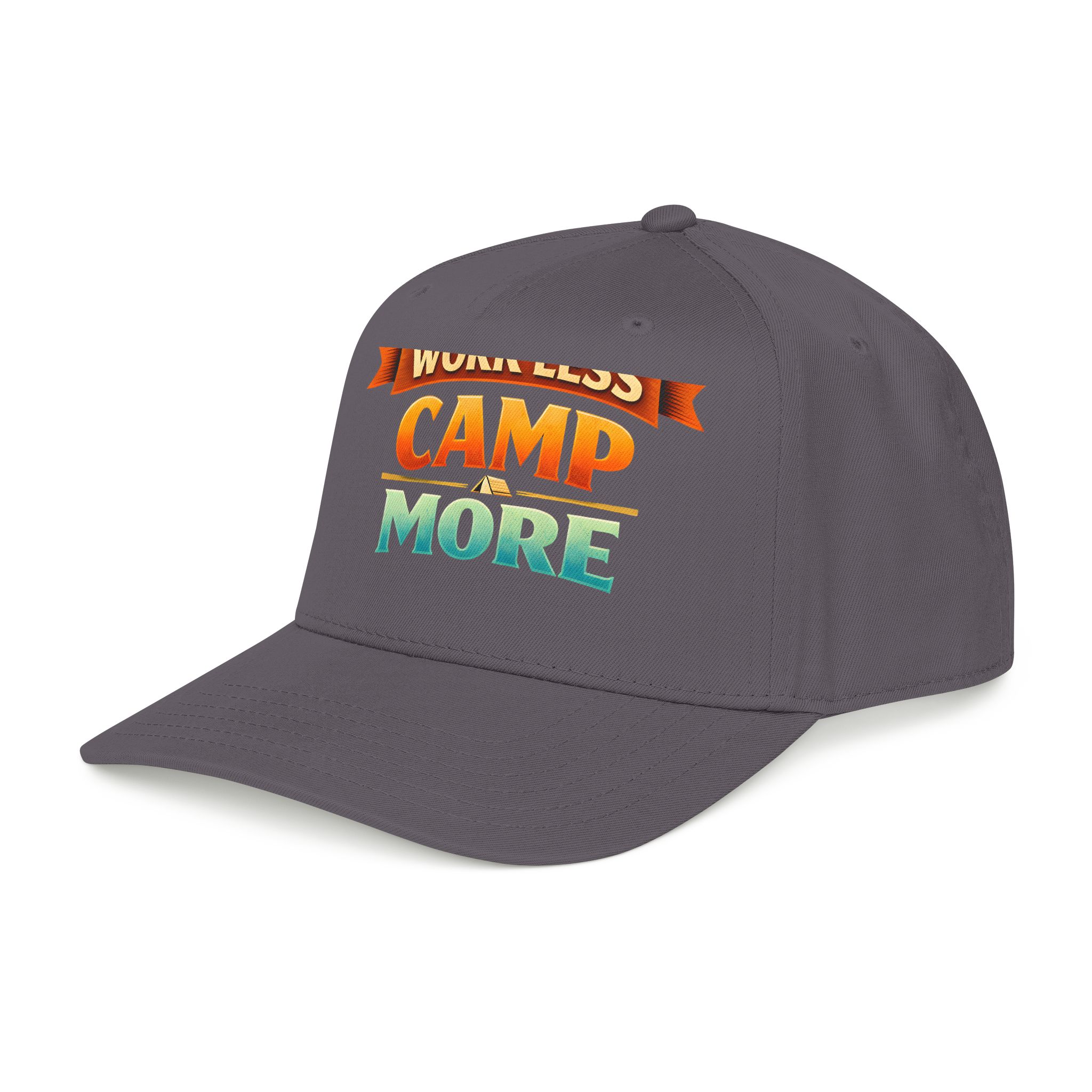 Baseball Cap - "Work Less-Camp More" Design Scenic-Line