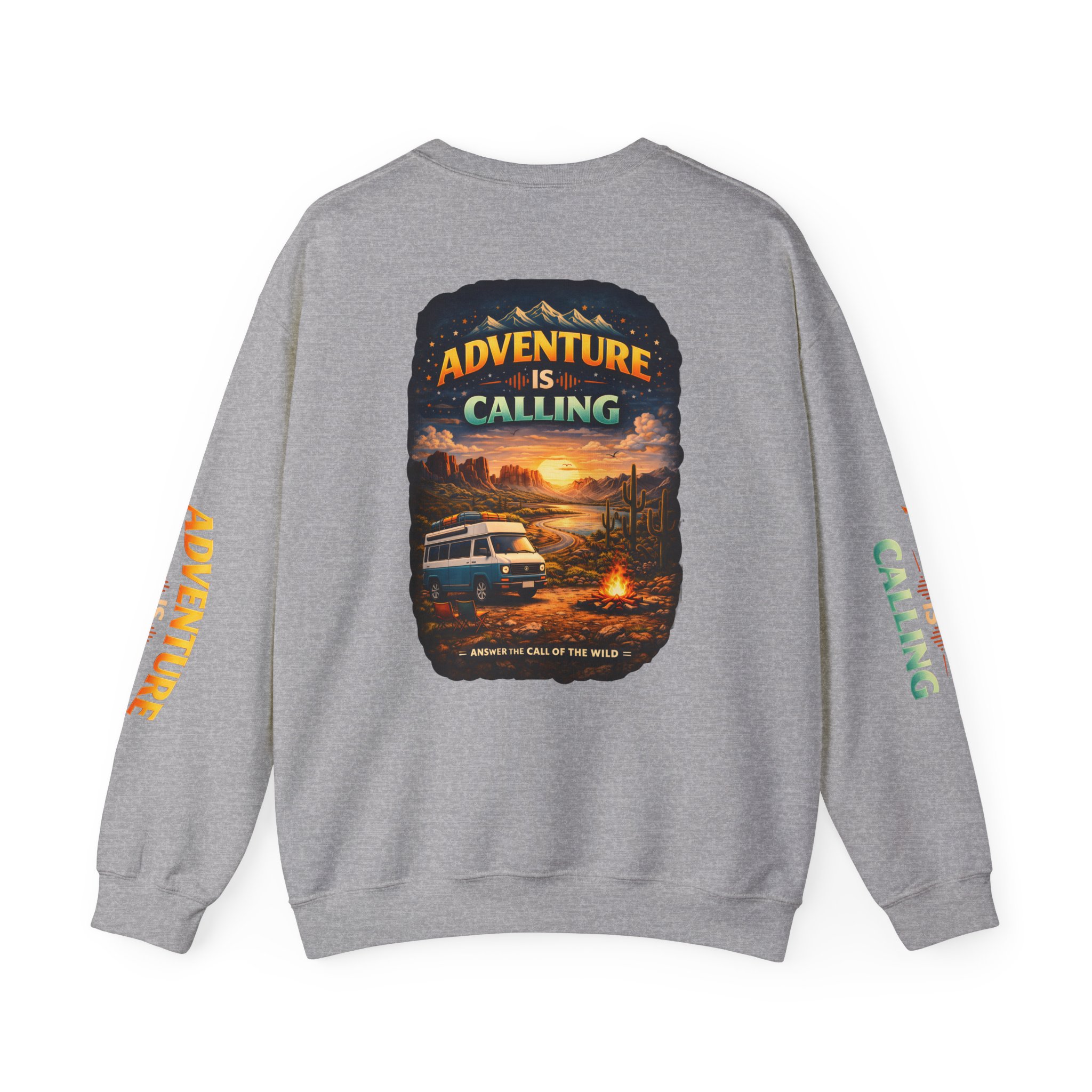 Unisex Heavy Blend™ Crewneck Sweatshirt — "Adventure Is Calling" Design Scenic-Line