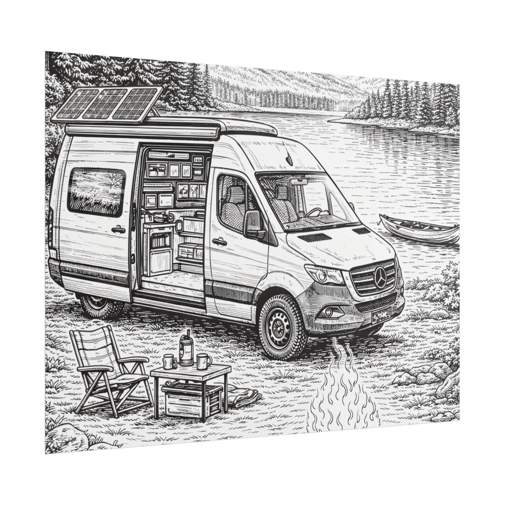 Campervan Poster — Vintage RV Camping Landscape Wall Art