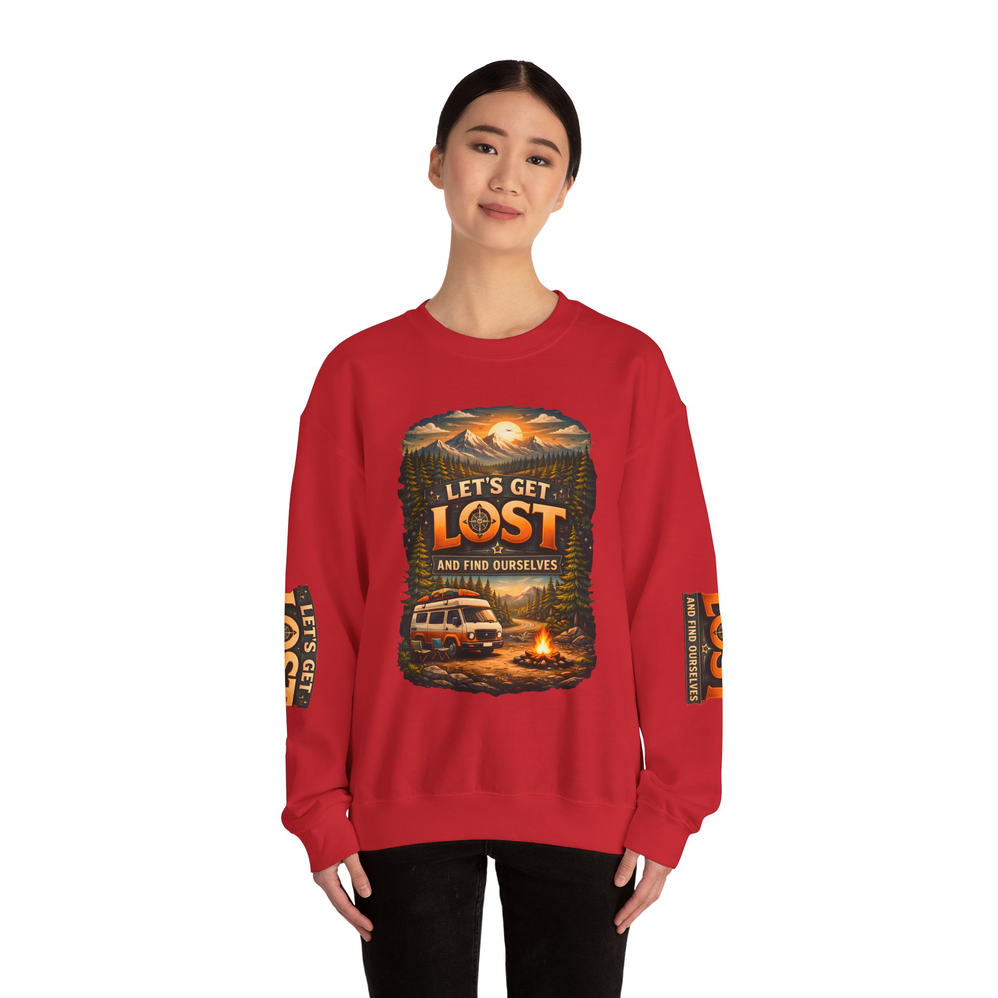 Unisex Heavy Blend™ Crewneck Sweatshirt — "Let´s Get Lost And Found Ourselfs" Design Scenic-Line