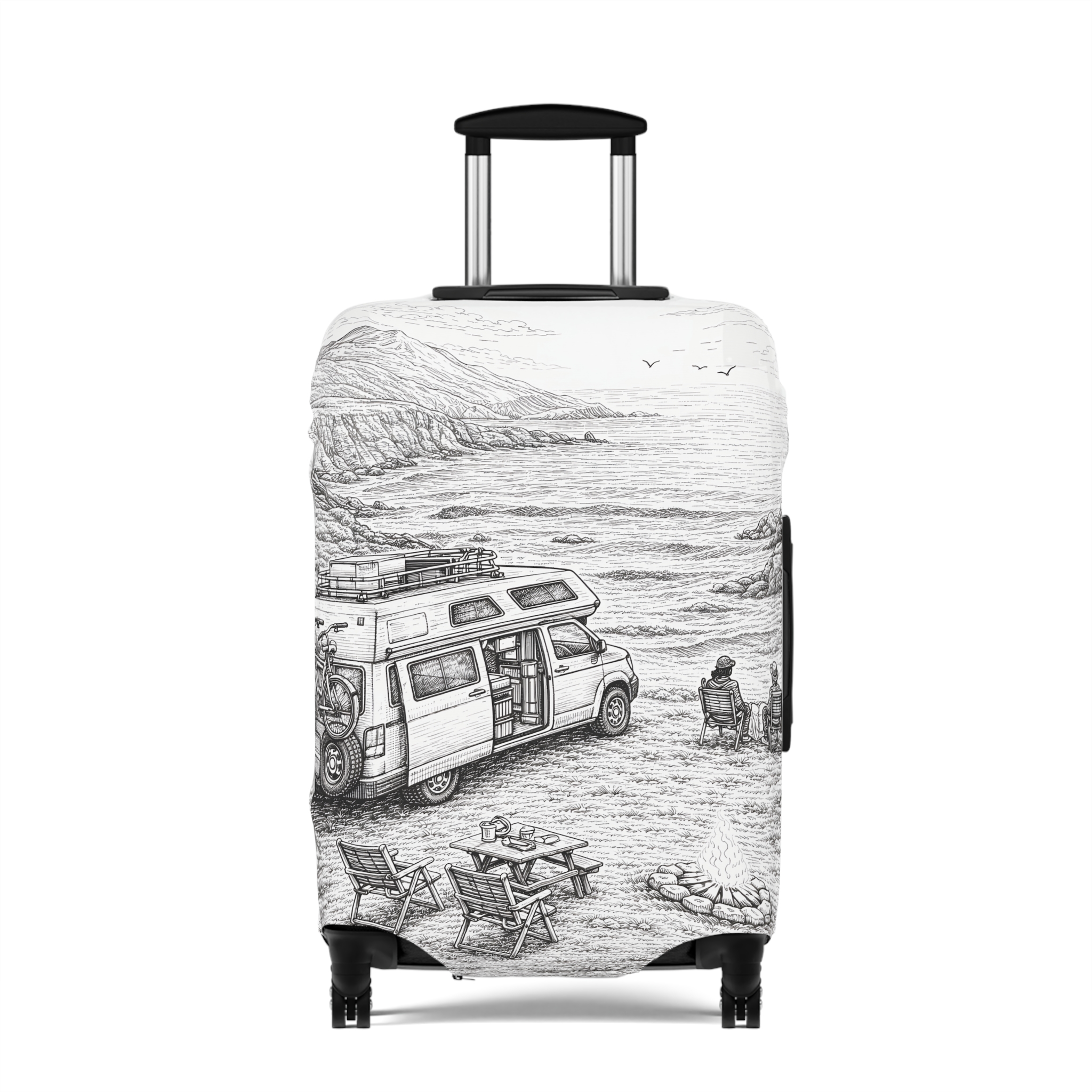 Luggage Cover — Adventure Camper Sketch Travel Suitcase