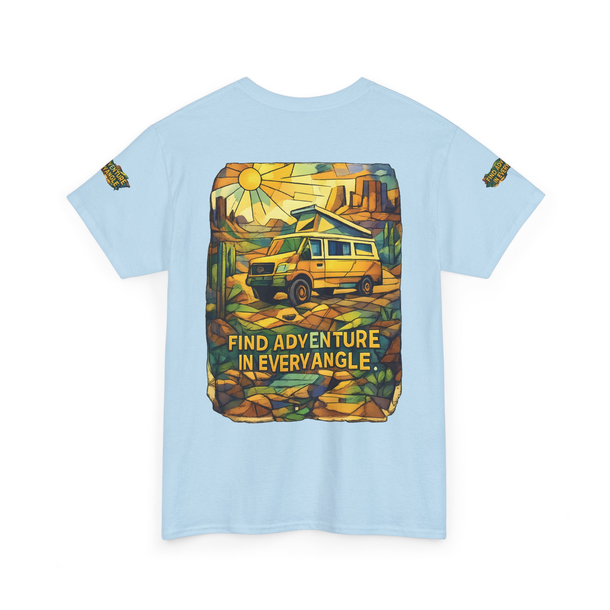 Unisex Heavy Cotton Tee — "Find Adventure In Every Corner" Design Cubic-Line