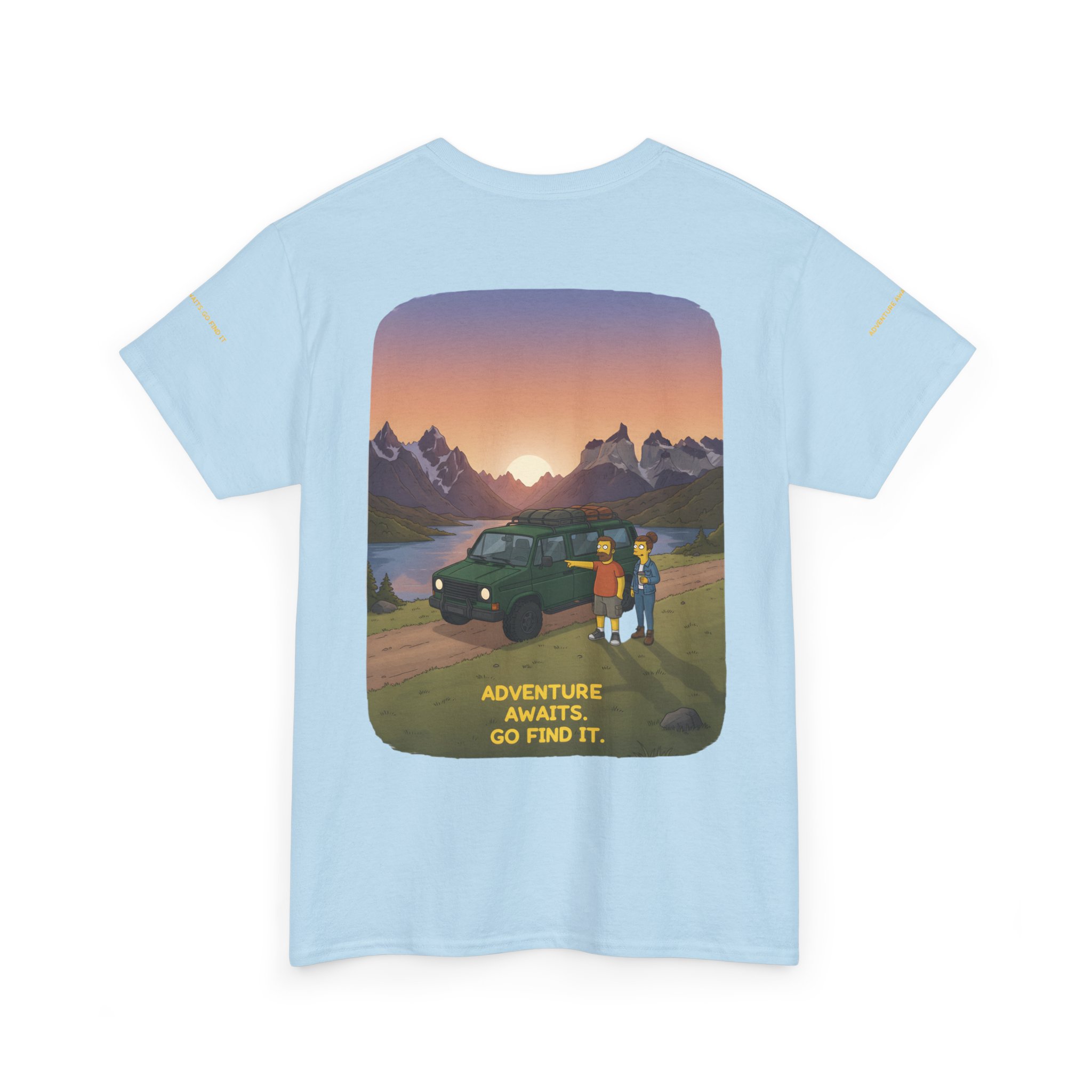 Unisex Heavy Cotton Tee — "Adventure Awaits-Go Find It" Design Sitcom-Line
