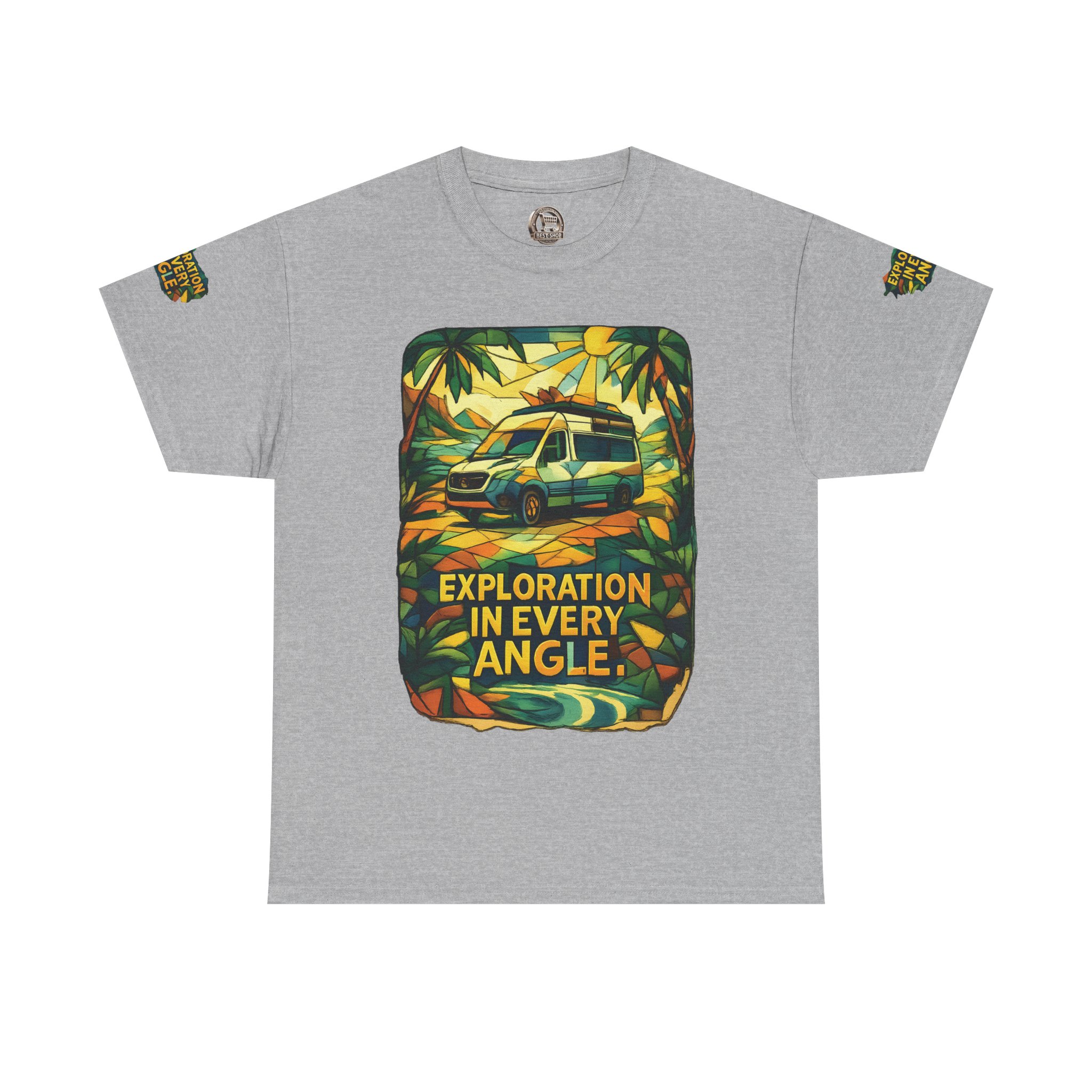 Unisex Heavy Cotton Tee — "Exploration In Every Angle" Design Cubic-Line