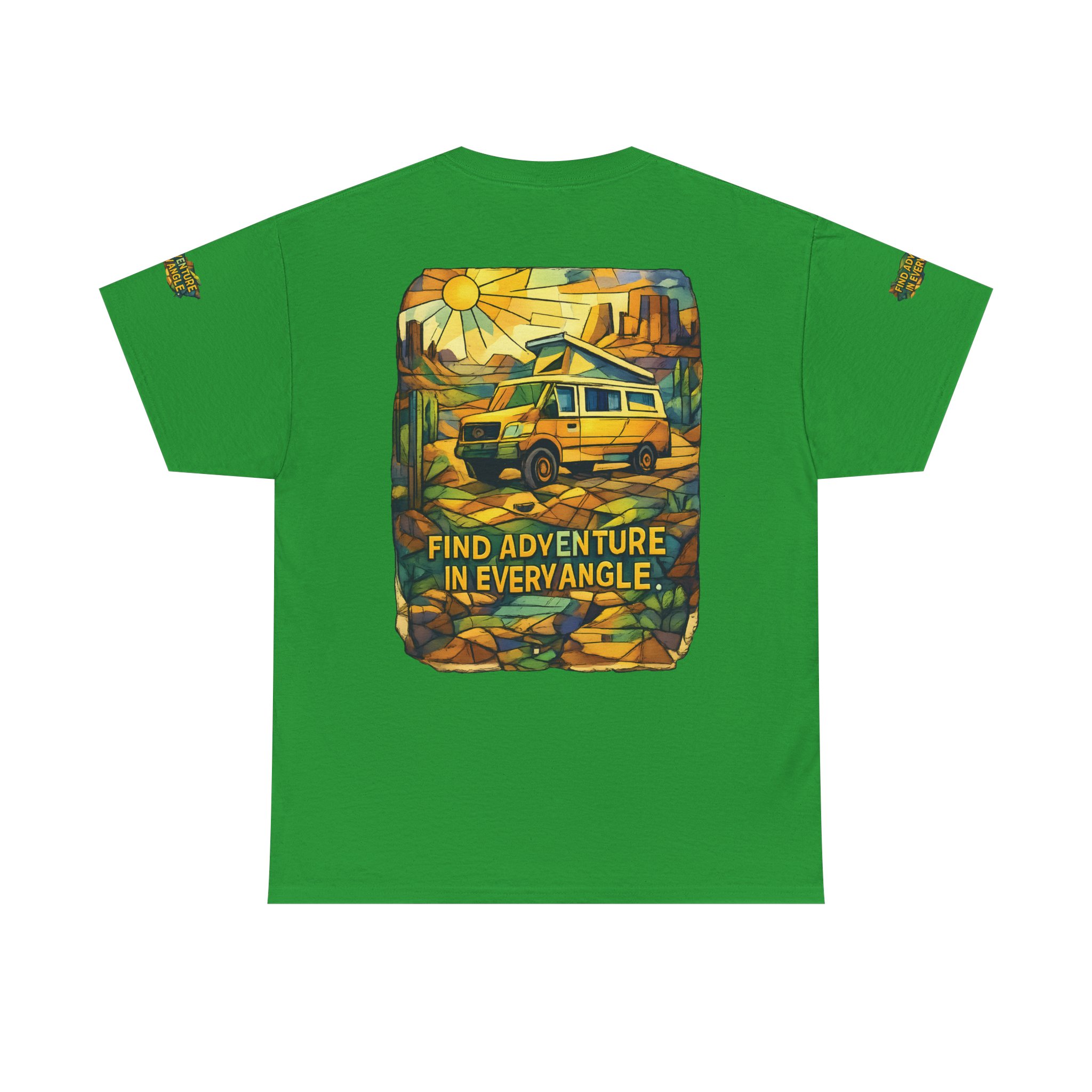 Unisex Heavy Cotton Tee — "Find Adventure In Every Corner" Design Cubic-Line