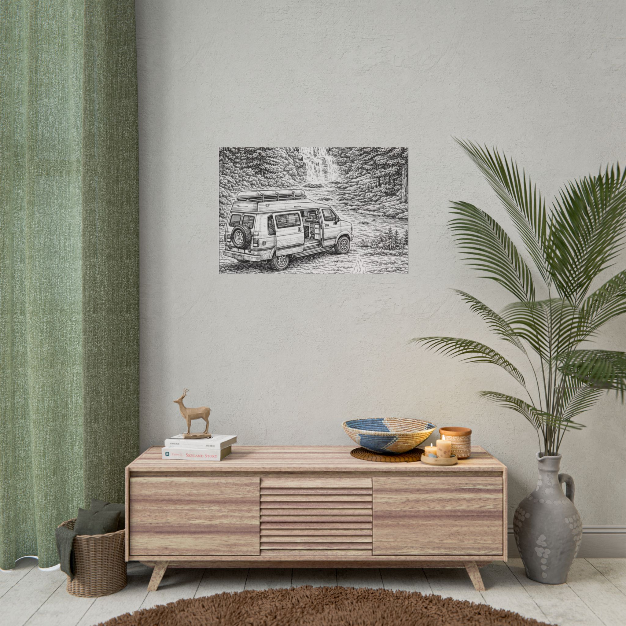 Campervan Poster — Vintage RV Camping Landscape Wall Art