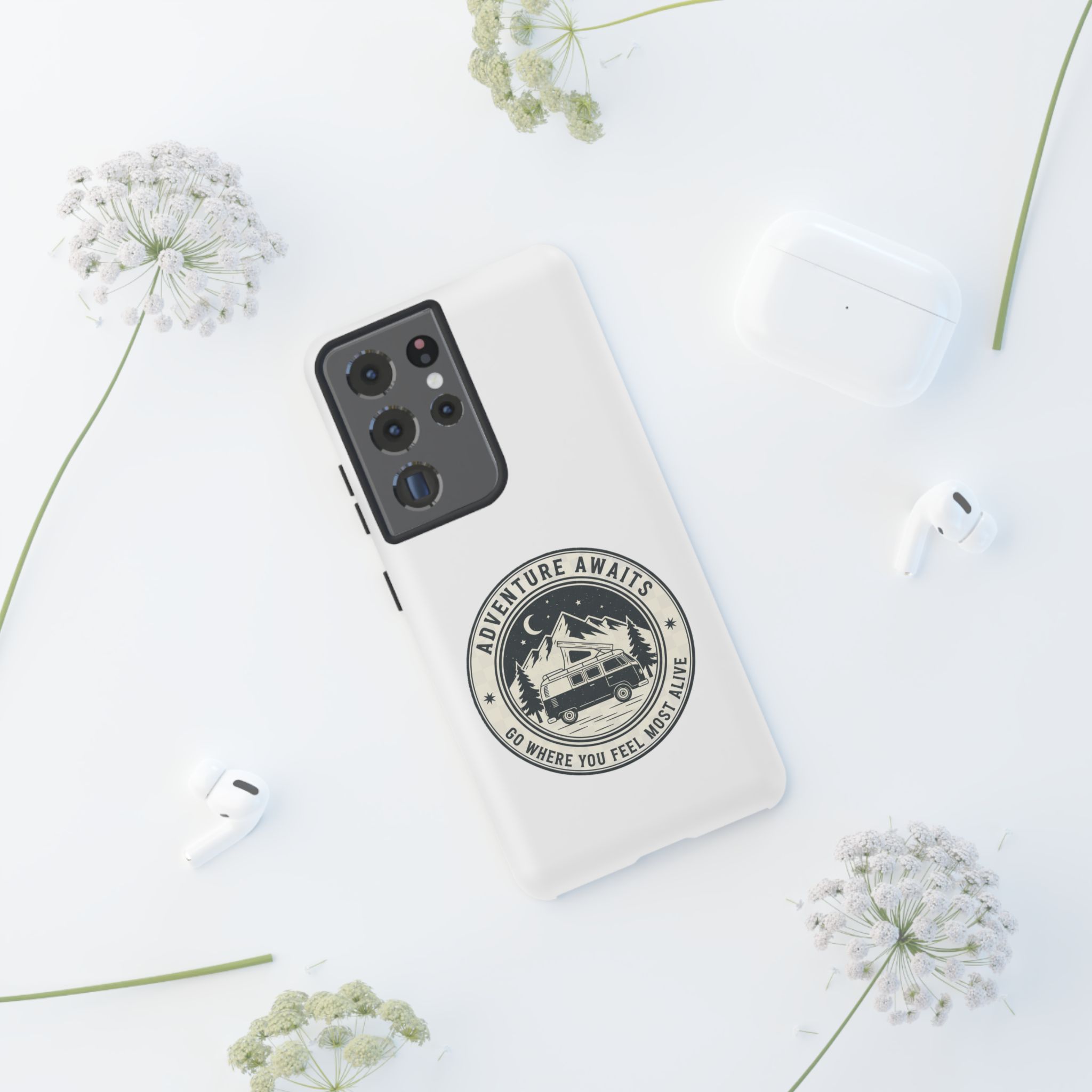 Phone Case — "Adventure Awaits-Go Where You Feel Most Alive" Camper Van Design