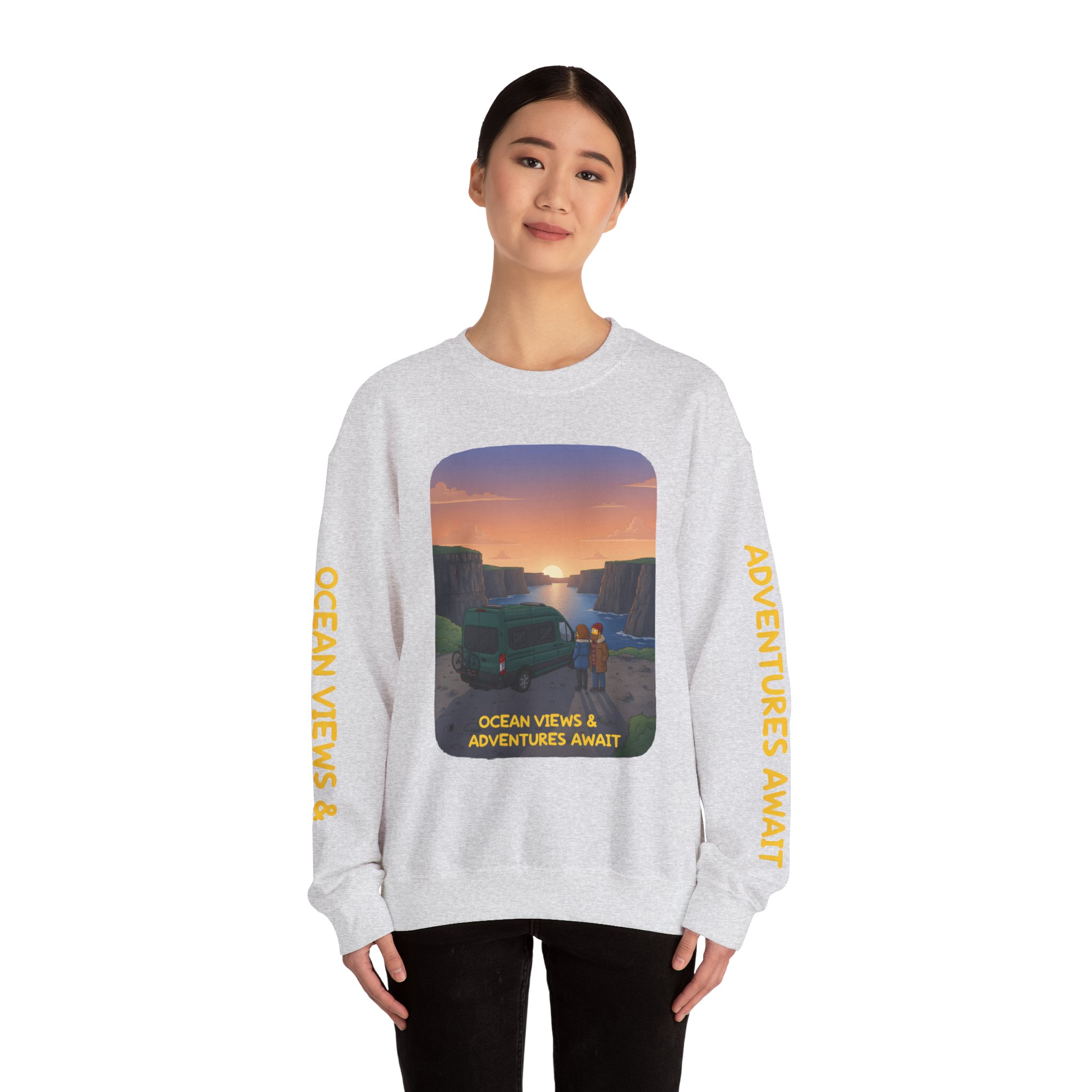 7257270032945702005_2048.jpeg Unisex Heavy Blend™ Crewneck Sweatshirt — "Ocean Views-Adventures Awaits" Design Sitcom-Line