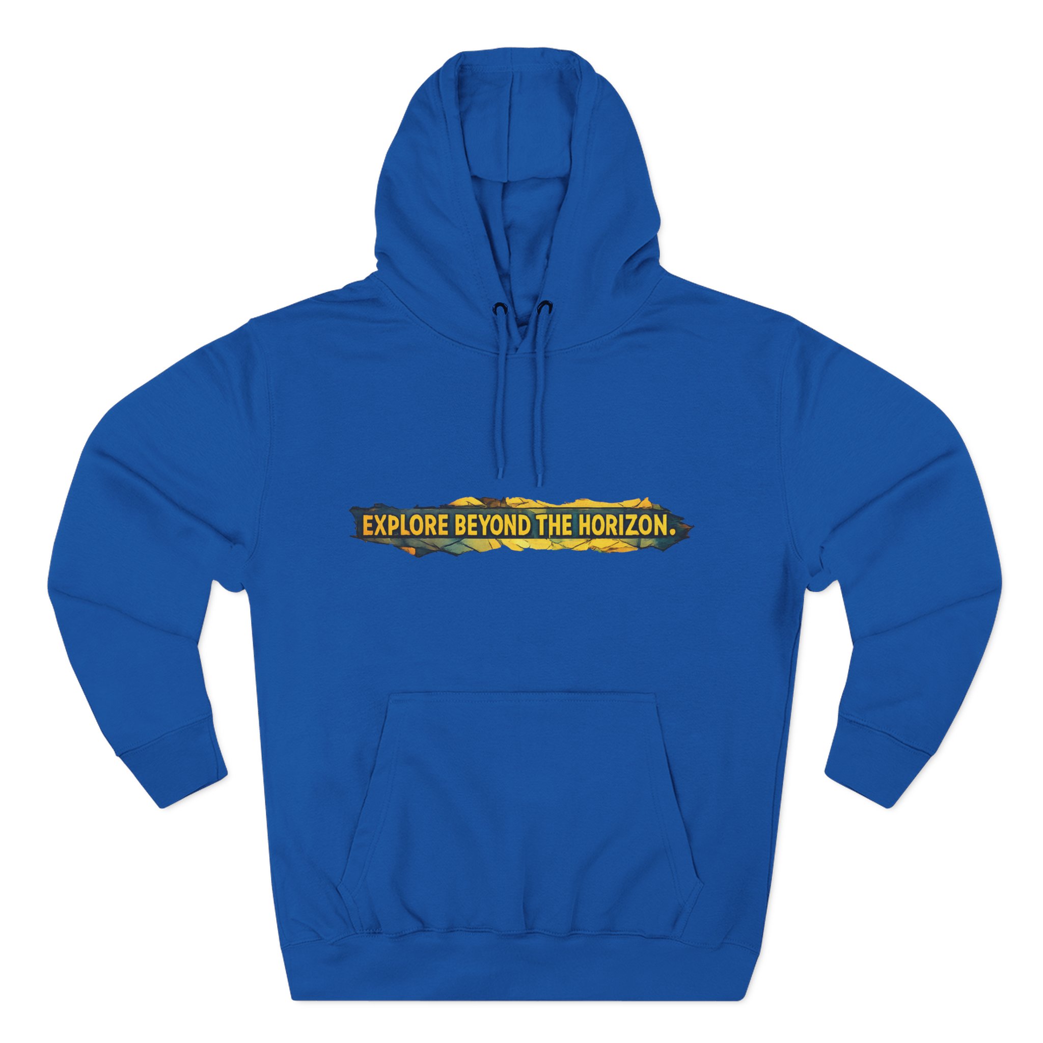 Three-Panel Fleece Hoodie - "Explore Beyond The Horizon" Design Cubic-Line