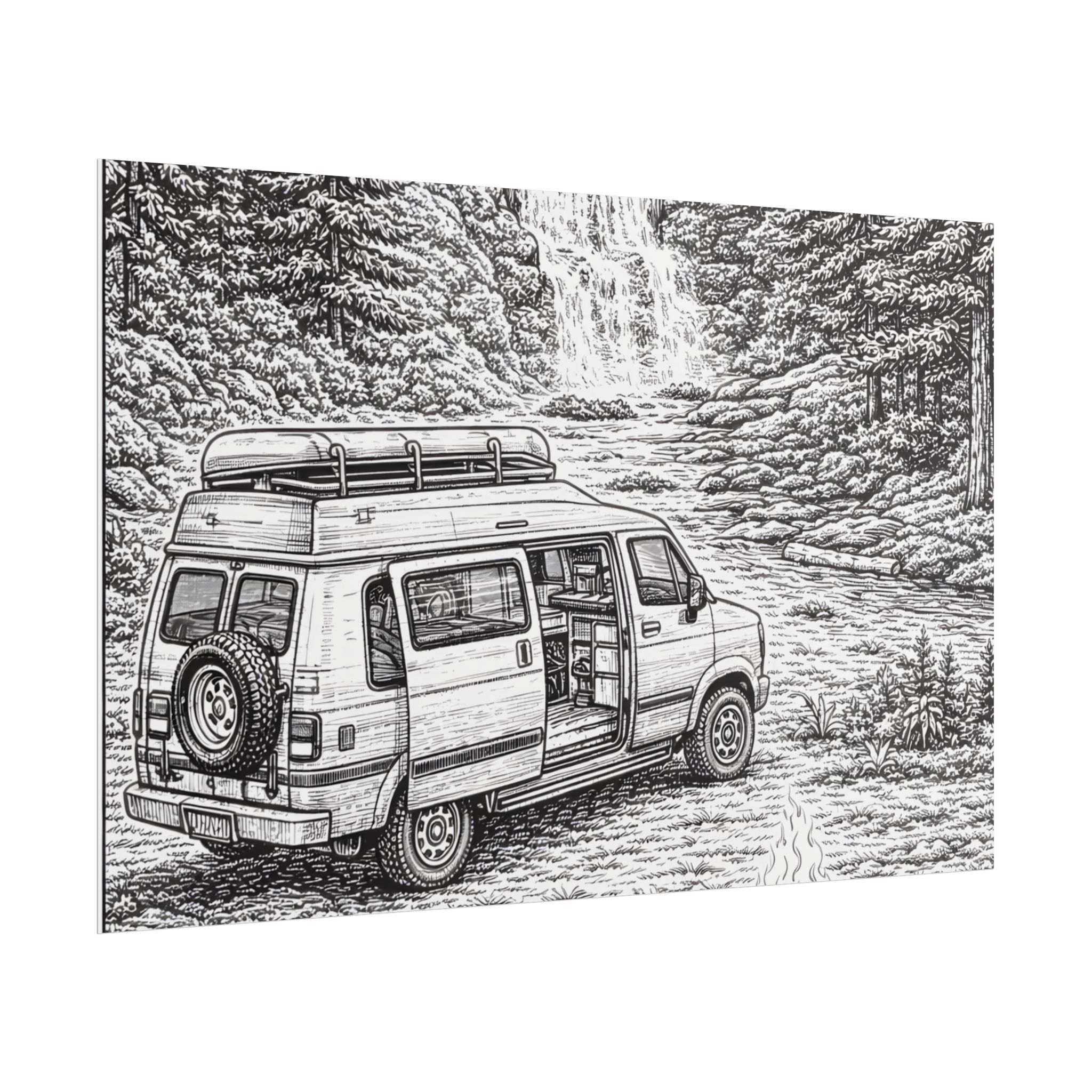 Campervan Poster — Vintage RV Camping Landscape Wall Art