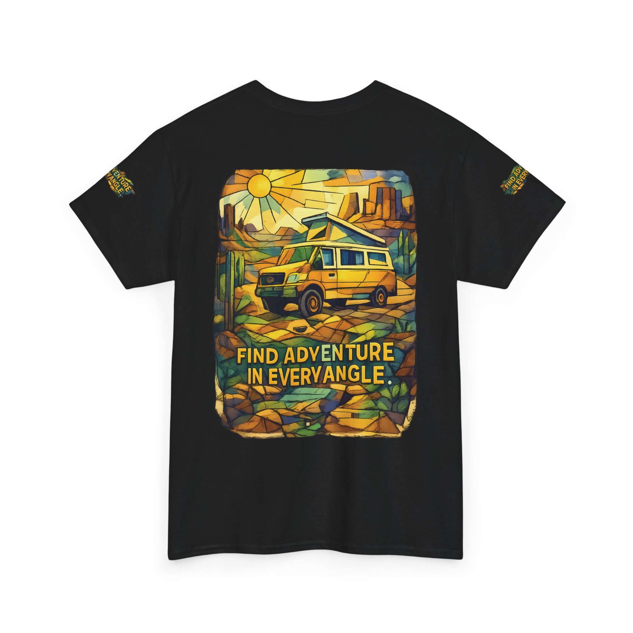 Unisex Heavy Cotton Tee — "Find Adventure In Every Corner" Design Cubic-Line