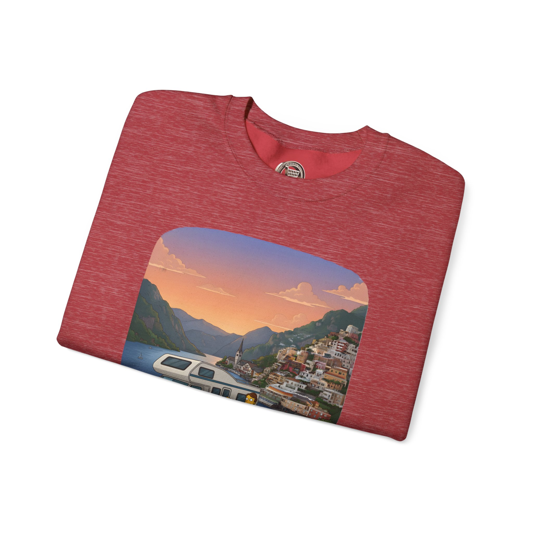 Unisex Heavy Blend™ Crewneck Sweatshirt — "Mountain Air-Alpine Adventure" Design Sitcom-Line