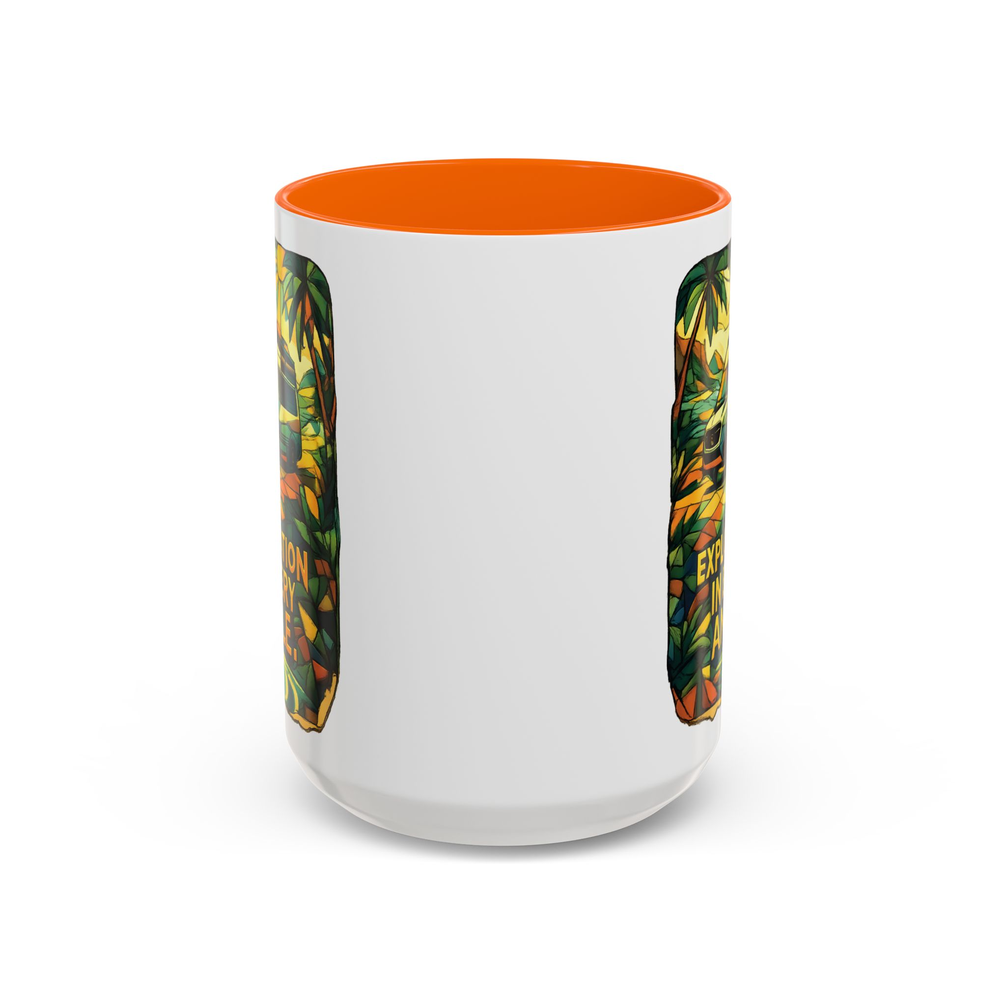 Accent Coffee Mug (11, 15oz) — "Exploration In Every Angle" Design Cubic-Line