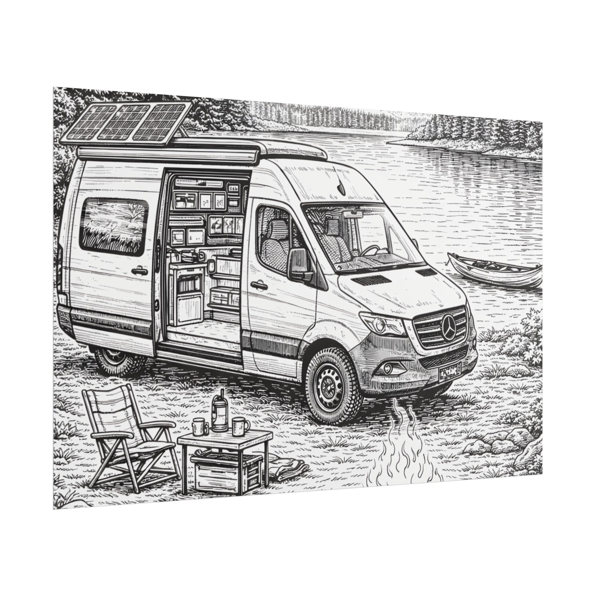 Campervan Poster — Vintage RV Camping Landscape Wall Art