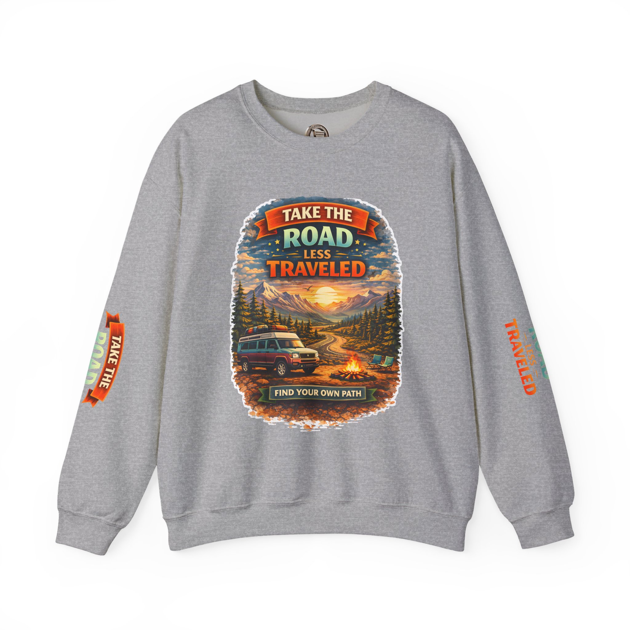 72834074283202341_2048.jpeg Unisex Heavy Blend™ Crewneck Sweatshirt — "Take The Road Less Traveled" Design Scenic-Line
