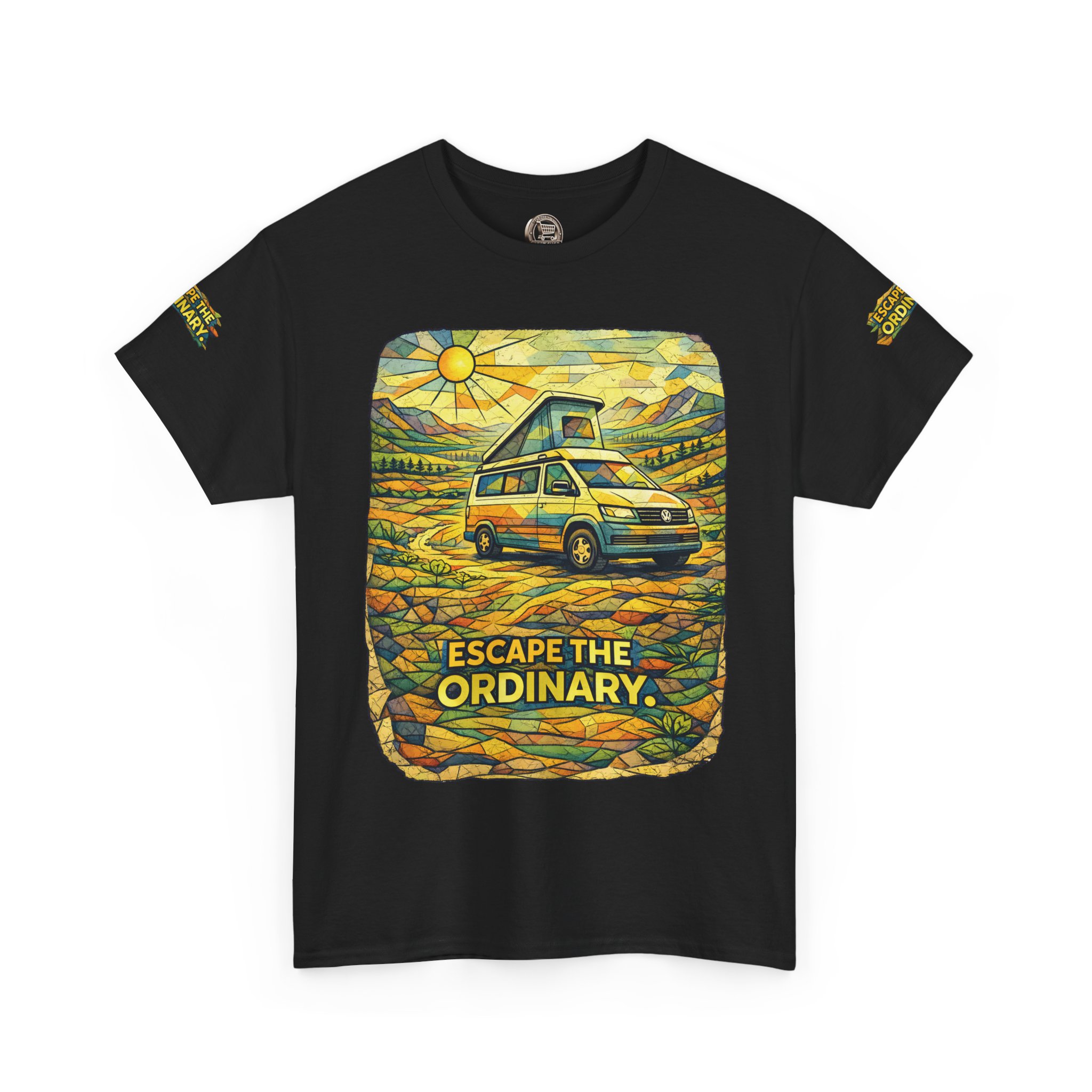 7286970124587977556_2048.jpeg Unisex Heavy Cotton Tee — "Escape The Ordinary" Design Cubic-Line