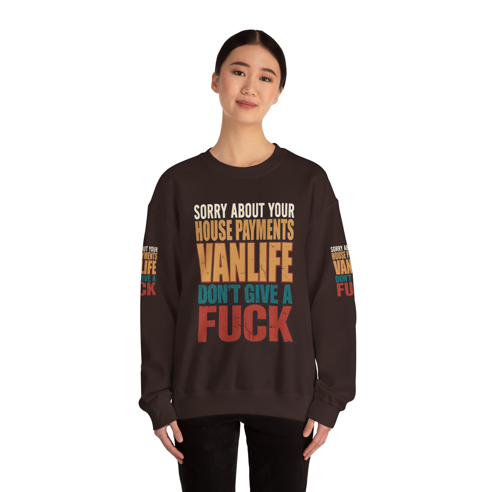 Unisex Heavy Blend™ Crewneck Sweatshirt — "Sorry About Your House Payments" Design F**K-Line