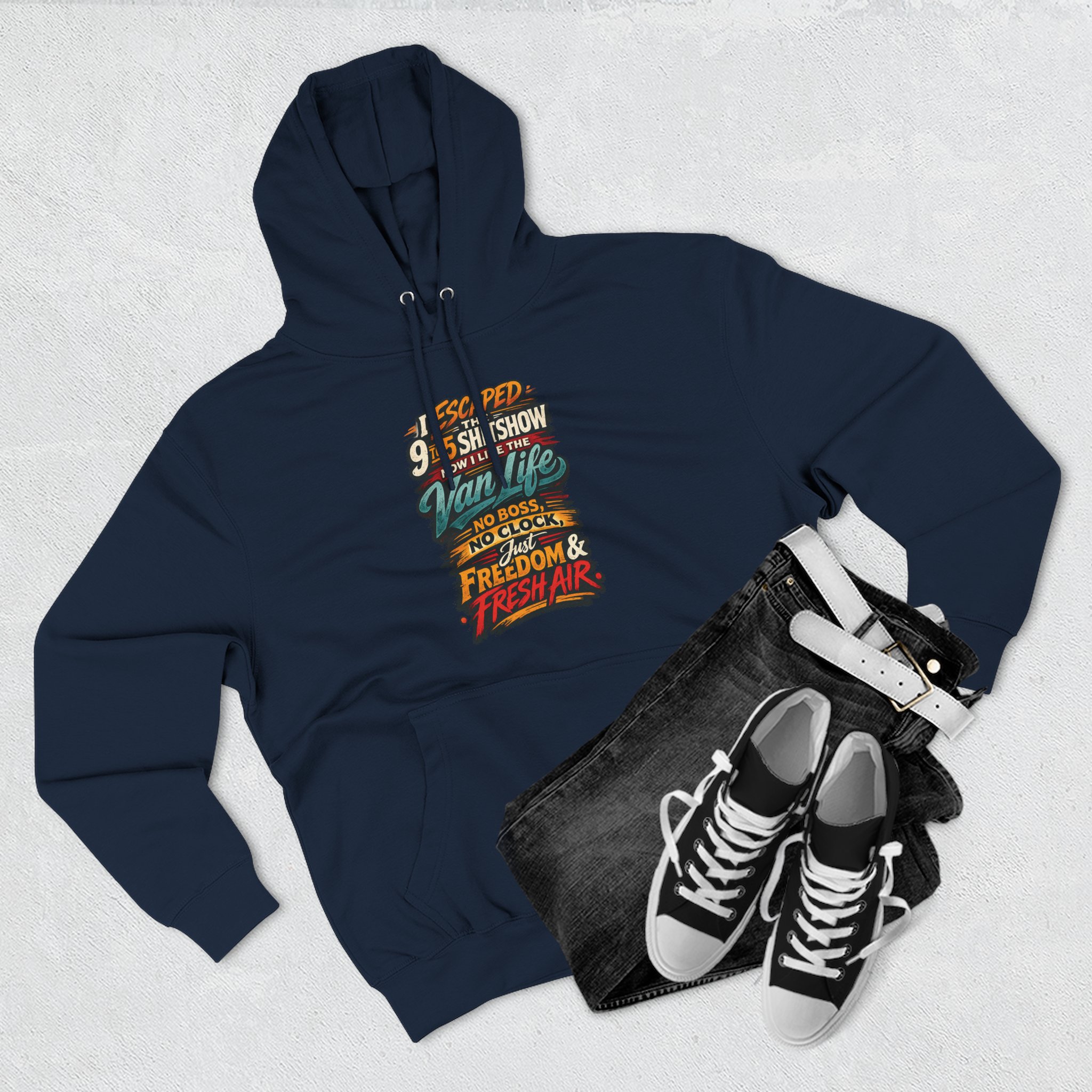7295905745421148975_2048.jpeg Three-Panel Fleece Hoodie - "I Escaped The 9 To 5" Design F**K-Line