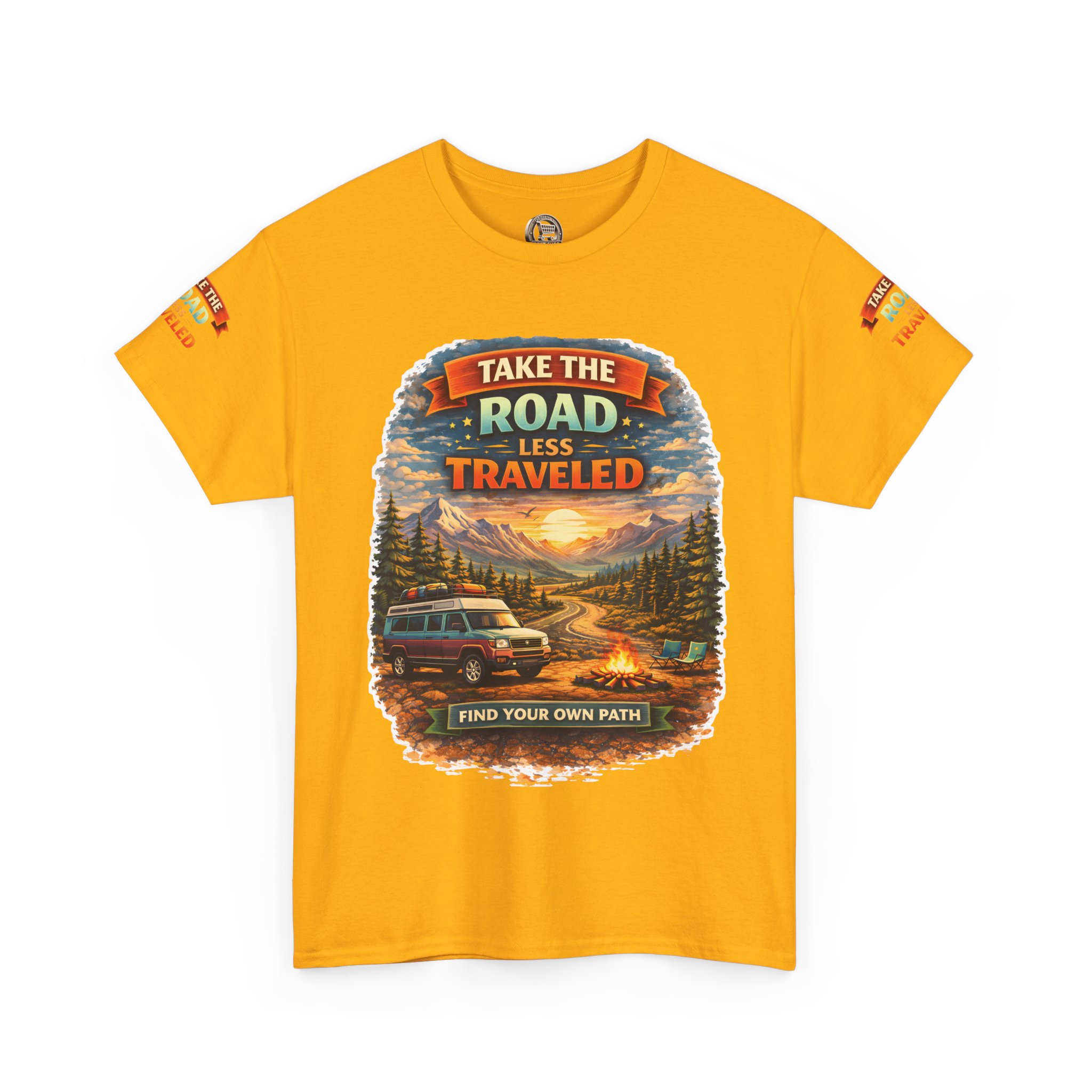 Unisex Heavy Cotton Tee — "Take The Road Less Traveled" Design Scenic-Line