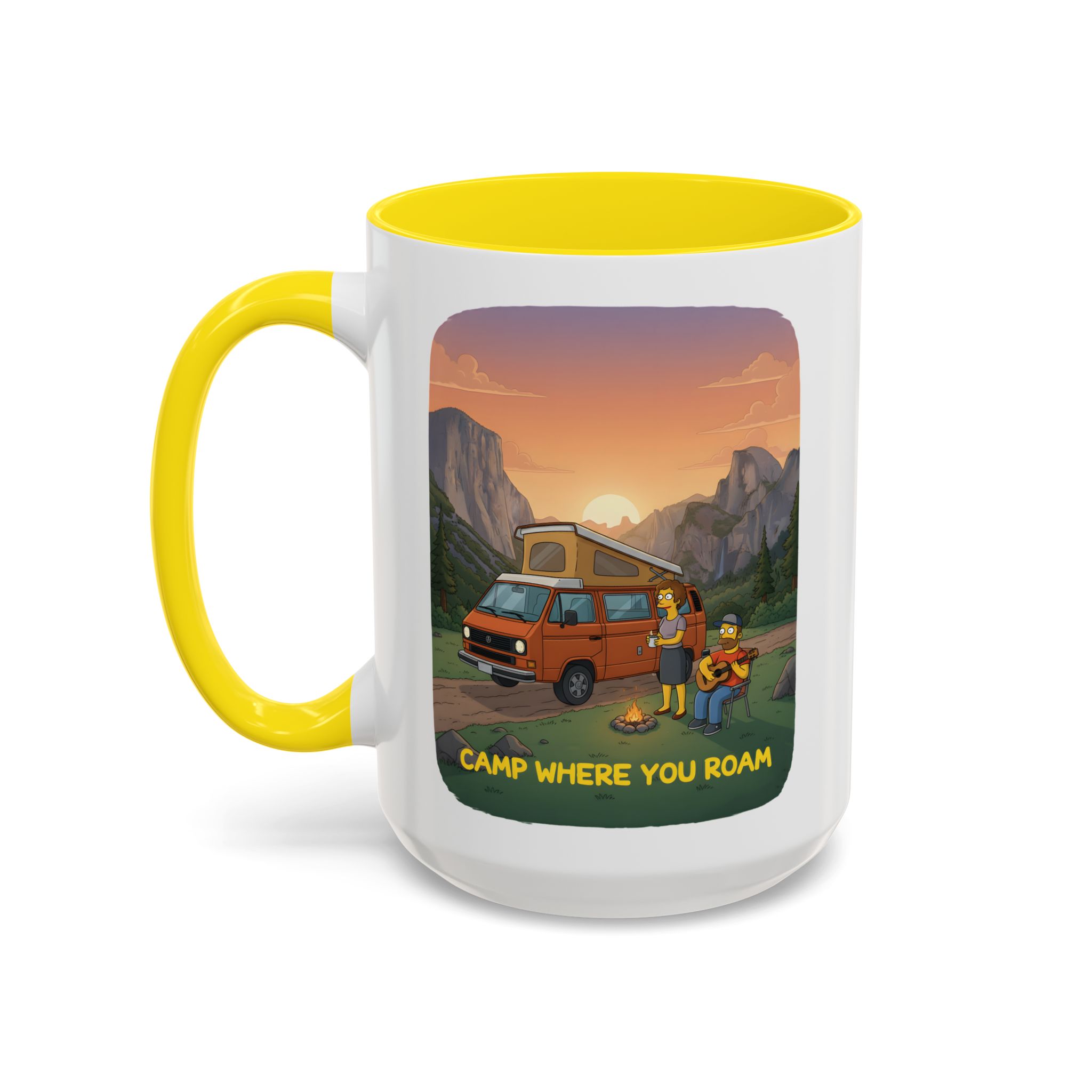 Accent Coffee Mug (11, 15oz) — "Camp Where You Roam" Design Sitcom-Line