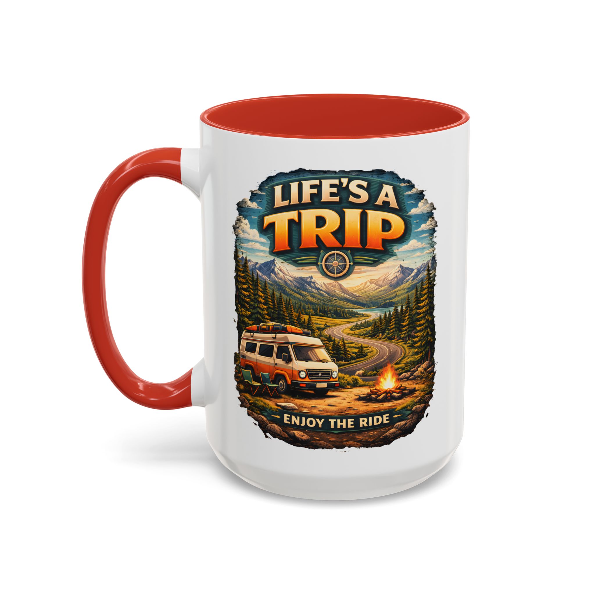 Accent Coffee Mug (11, 15oz) — "Life s A Trip" Design Scenic-Line