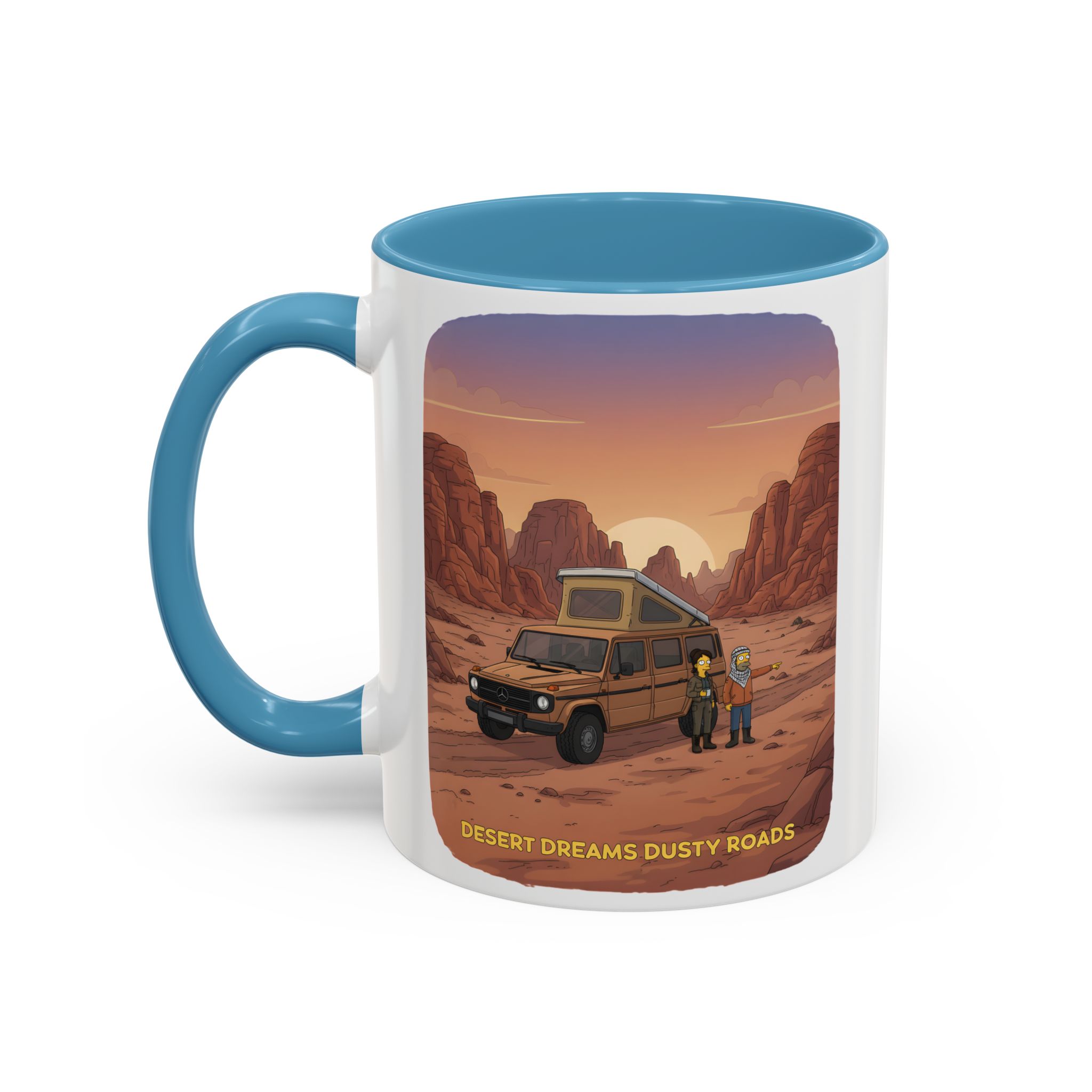 Accent Coffee Mug (11, 15oz) — "Desert Dreams Dusty Roads" Design Sitcom-Line