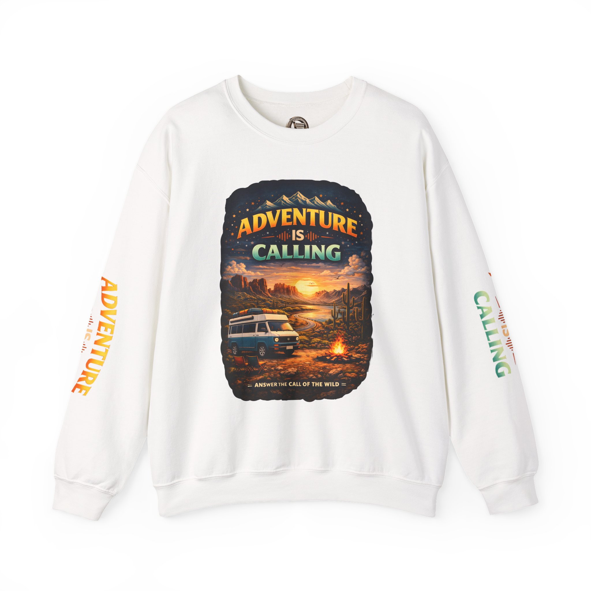 Unisex Heavy Blend™ Crewneck Sweatshirt — "Adventure Is Calling" Design Scenic-Line