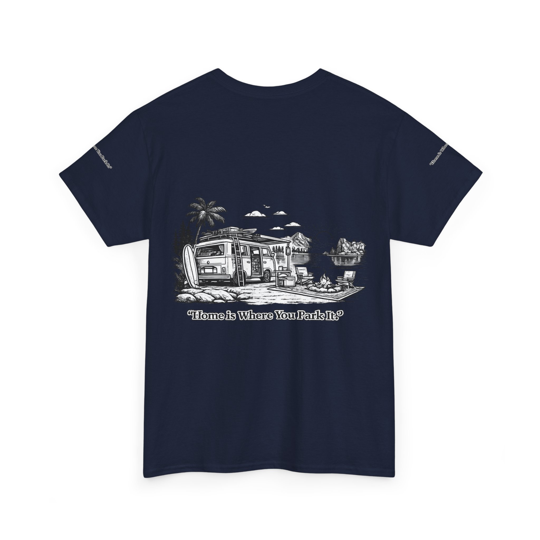 7310332177386870411_2048.jpeg Unisex Heavy Cotton Tee — "Home Is Where You Park It" Design Minimal-Line