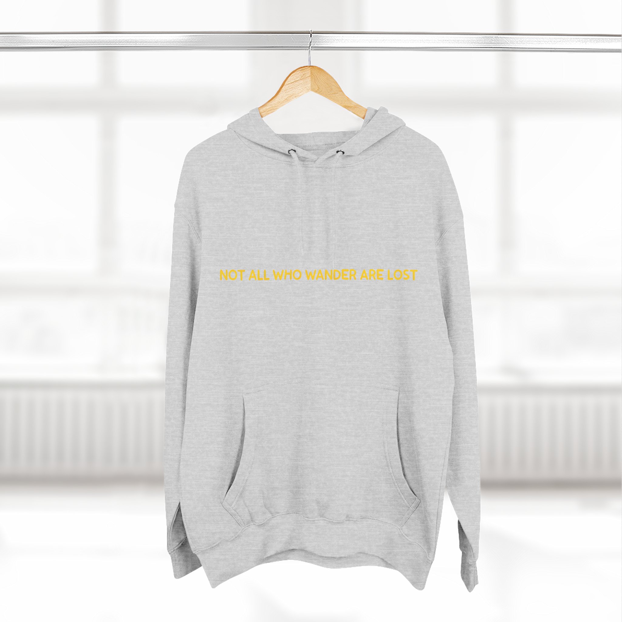Three-Panel Fleece Hoodie - "Not All Who Wander Are Lost" Design Sitcom-Line