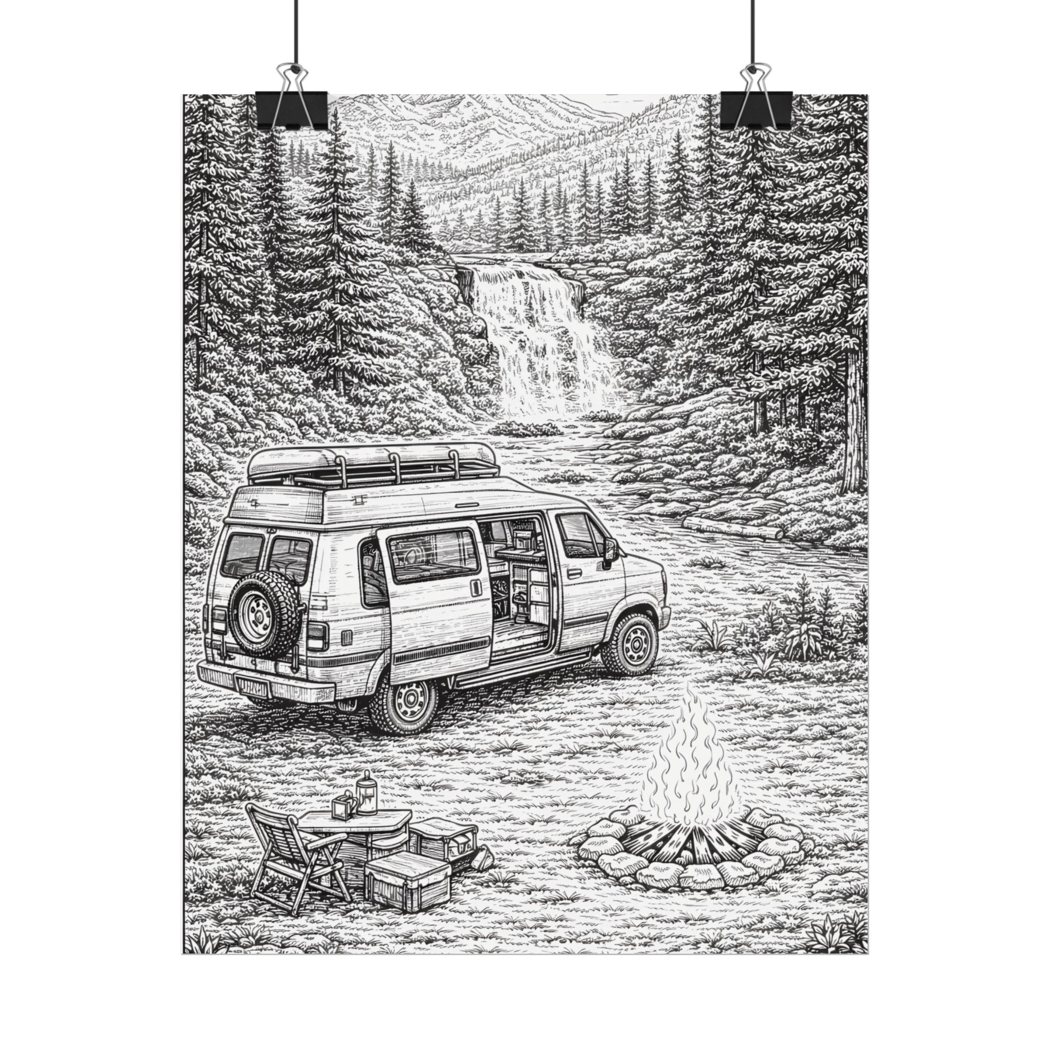 Campervan Poster — Vintage RV Camping Landscape Wall Art