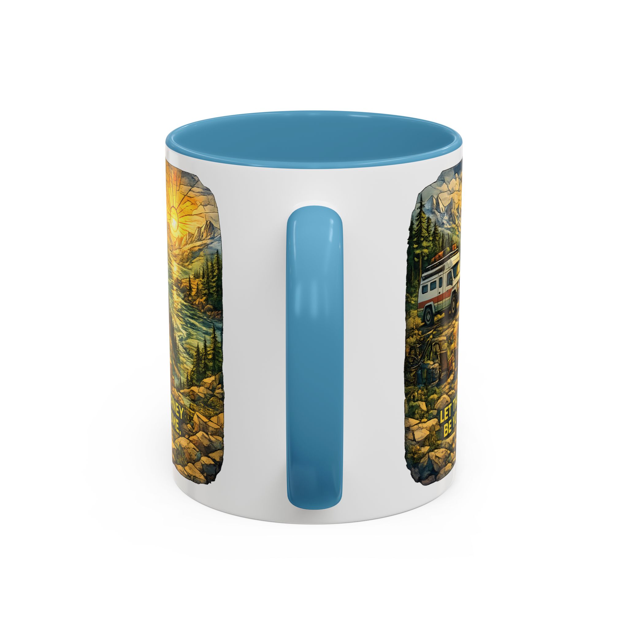 Accent Coffee Mug (11, 15oz) — "Let The Journey Be Your Home" Design Cubic-Line