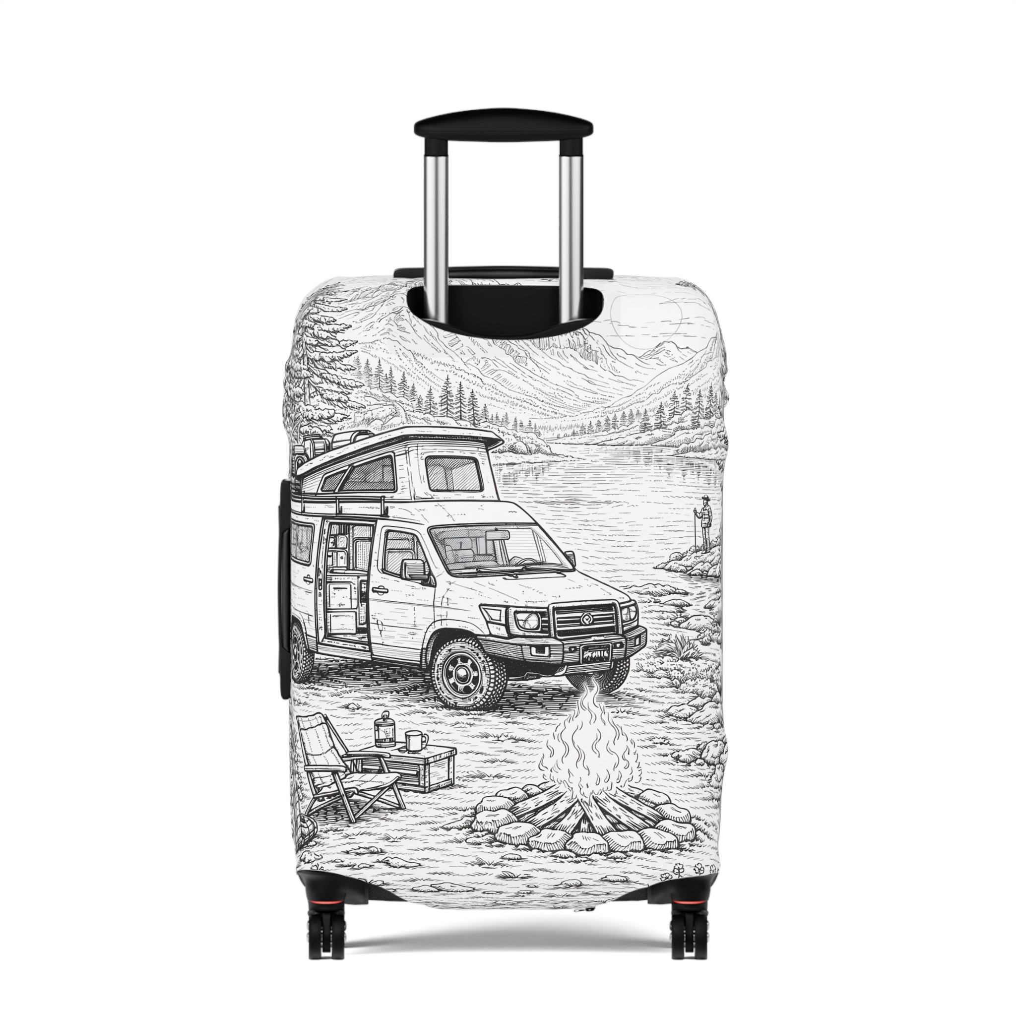 Luggage Cover — Adventure Camper Sketch Travel Suitcase