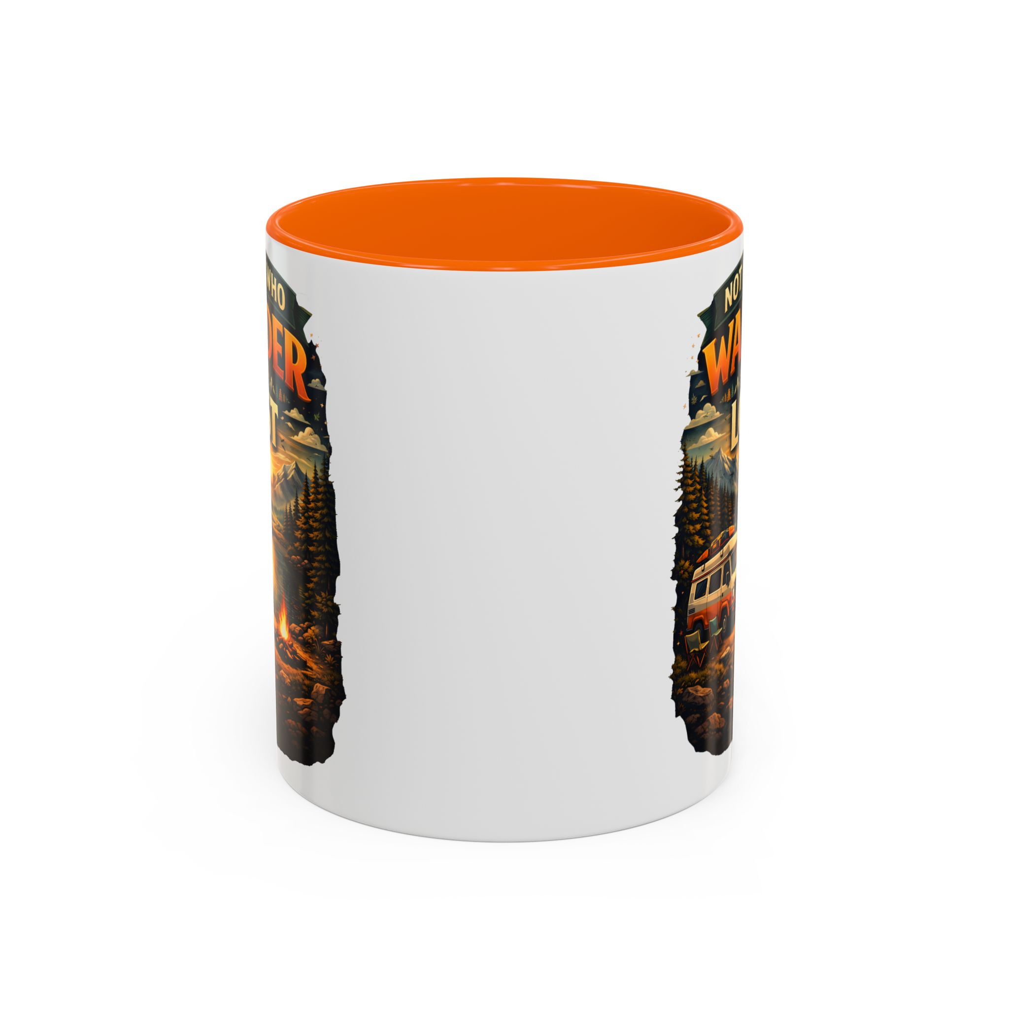 Accent Coffee Mug (11, 15oz) — "Not All Who Wander Are Lost" Design Scenic-Line