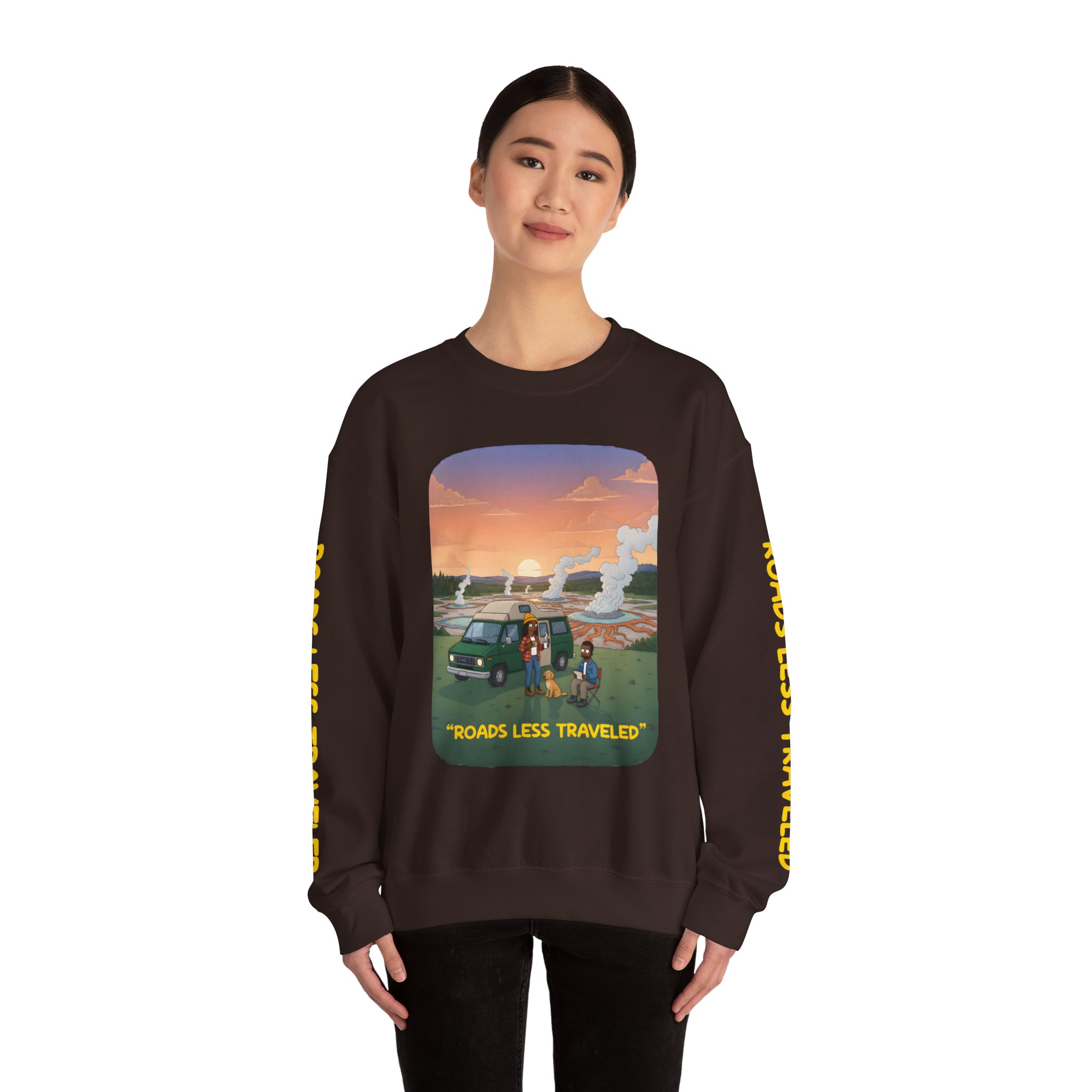 Unisex Heavy Blend™ Crewneck Sweatshirt — "Roads Less Traveled" Design Sitcom-Line