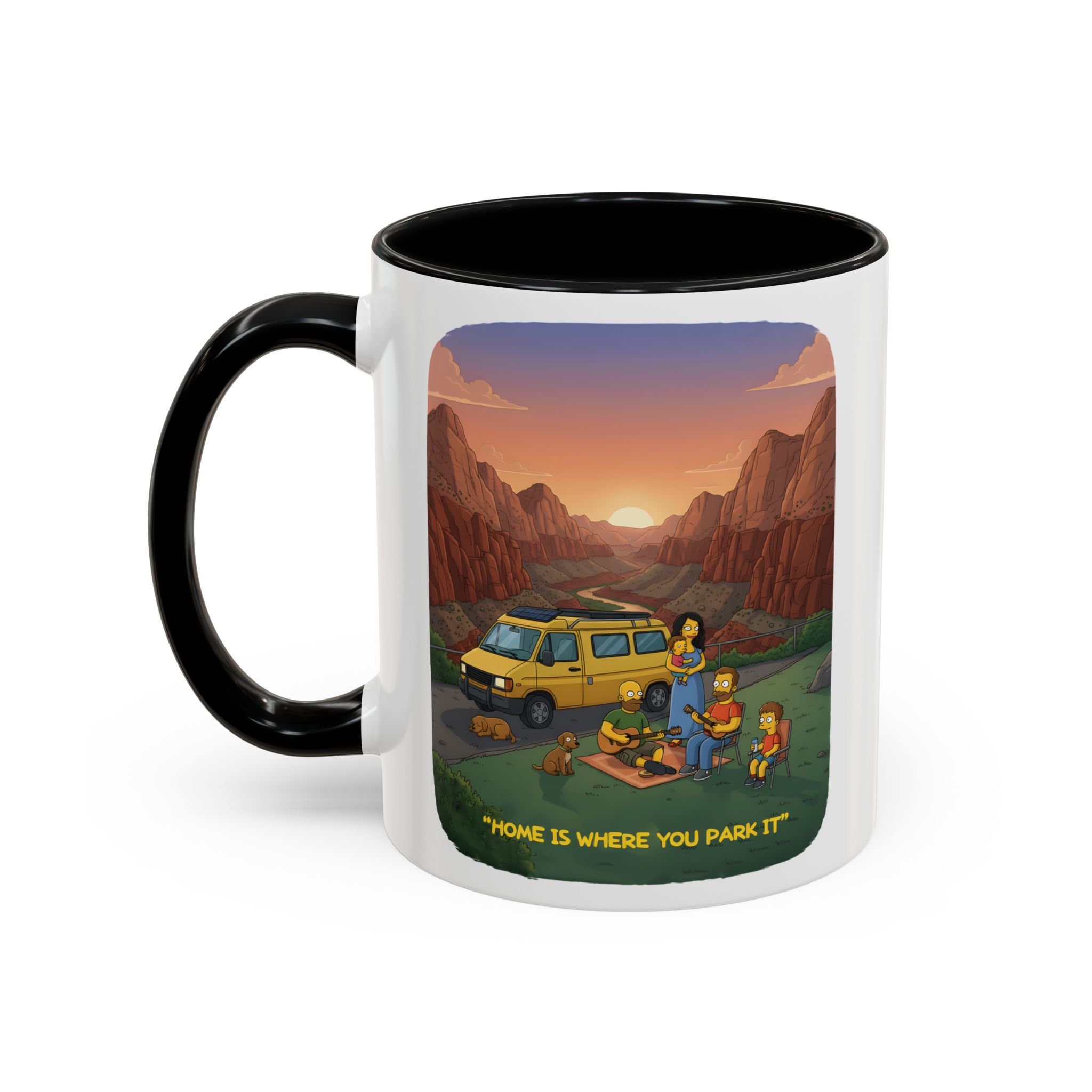 Accent Coffee Mug (11, 15oz) — "Home Is Where You Park It" Design Sitcom-Line