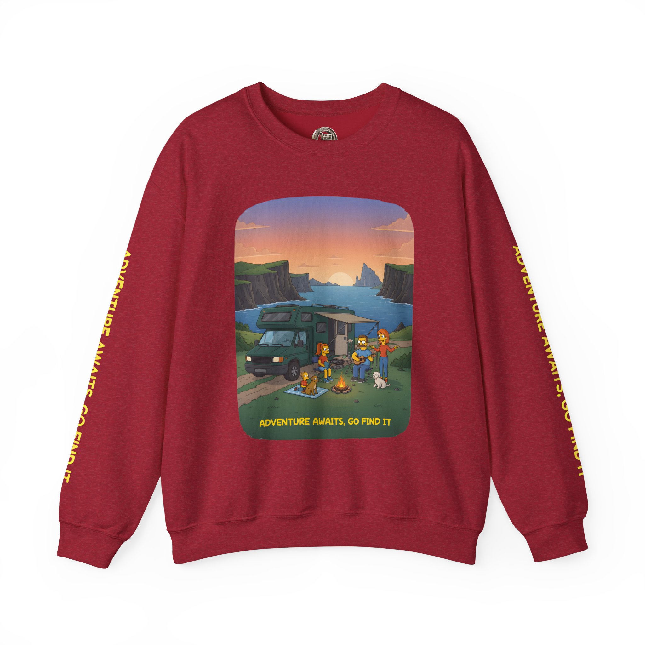 Unisex Heavy Blend™ Crewneck Sweatshirt — "Adventure Awaits-Go Find It"" Design Sitcom-Line
