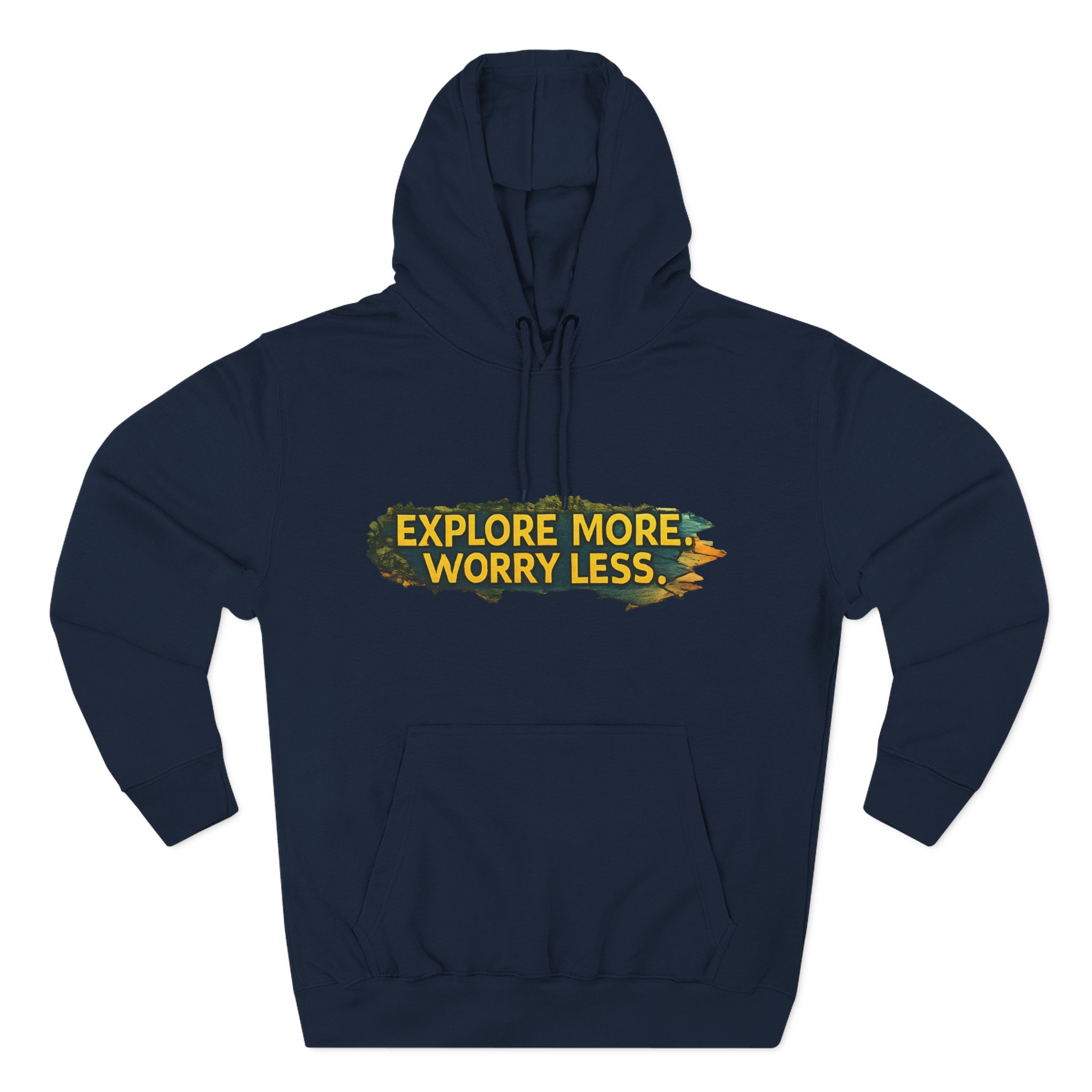 7337226231662242767_2048.jpeg Three-Panel Fleece Hoodie - "Explore More Worry Less" Design Cubic-Line