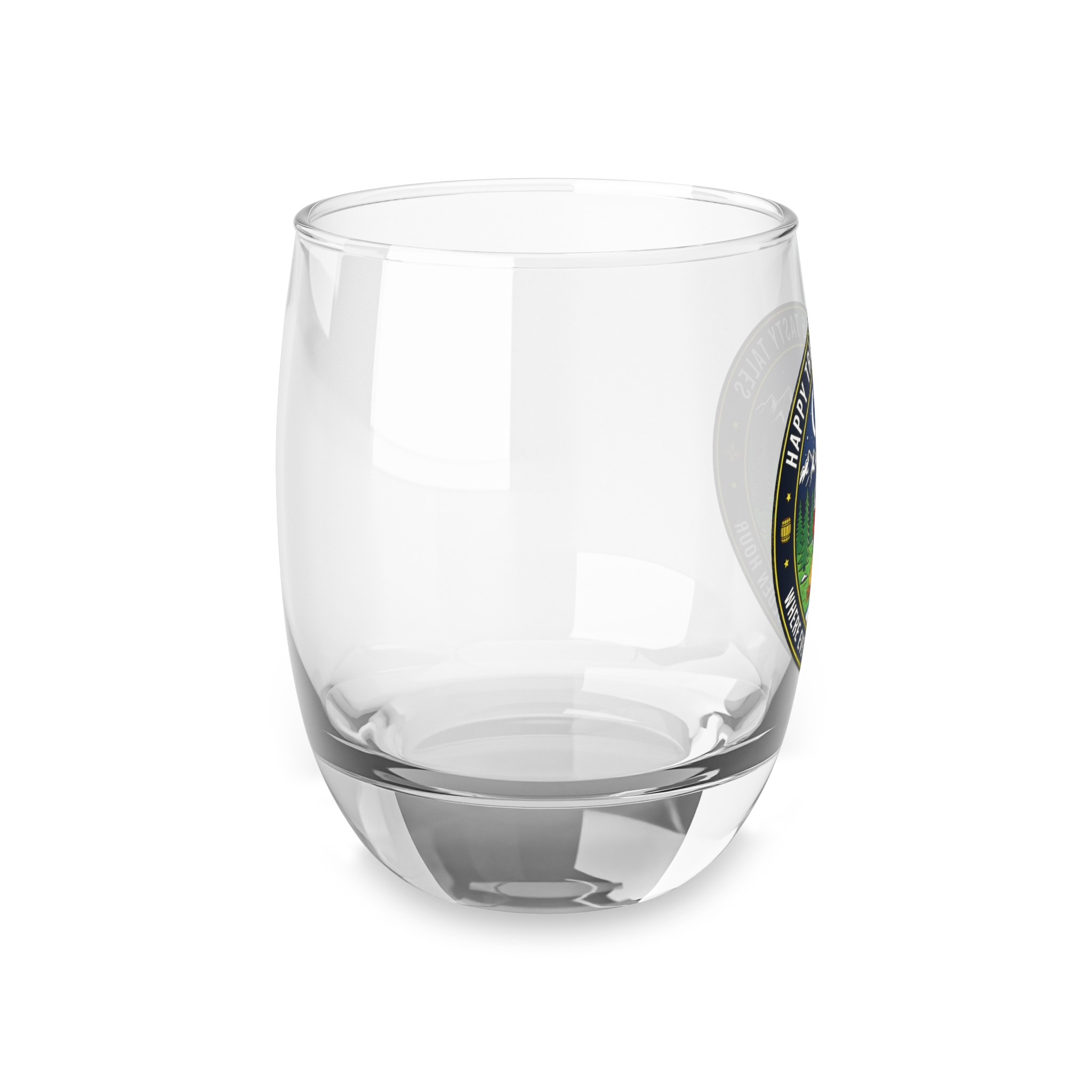 Whiskey Glass - 'Happy Trails & Tasty Tales' Camper Van Camping Whiskey Glass