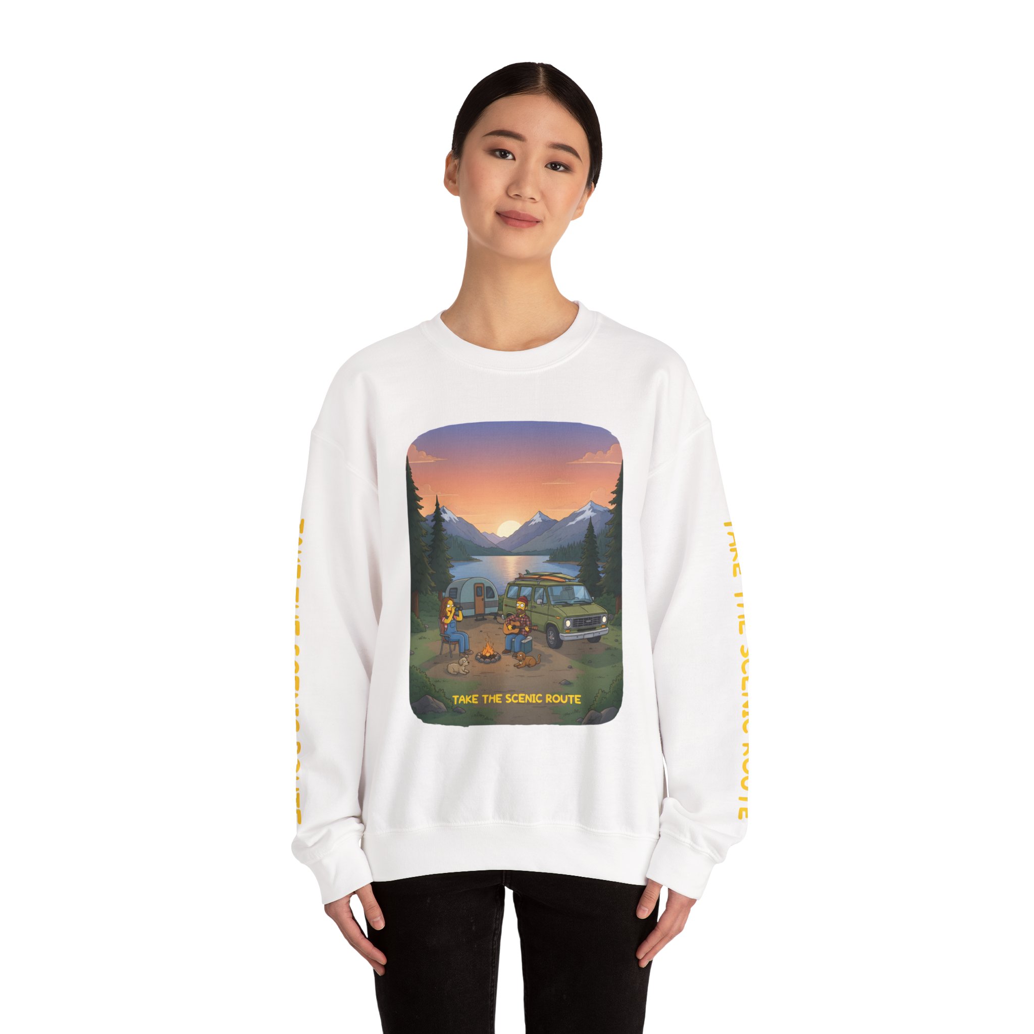 Unisex Heavy Blend™ Crewneck Sweatshirt — "Take The Scenic Route" Design Sitcom-Line