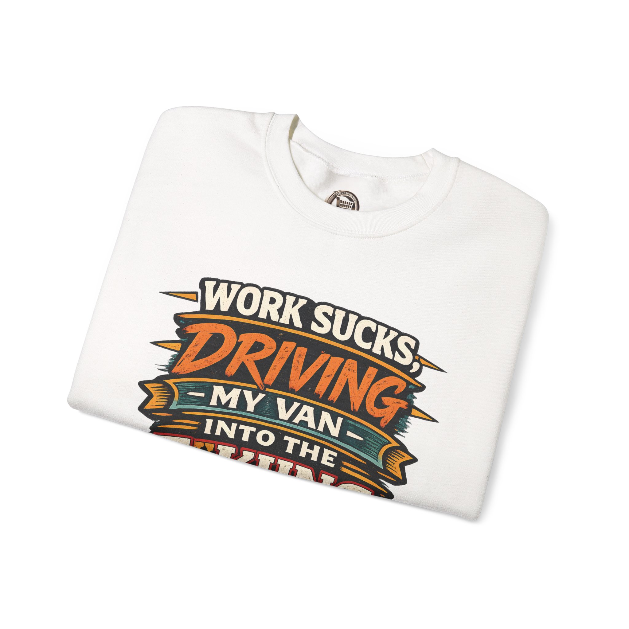 Unisex Heavy Blend™ Crewneck Sweatshirt — "Work Sucks" Design F**K-Line