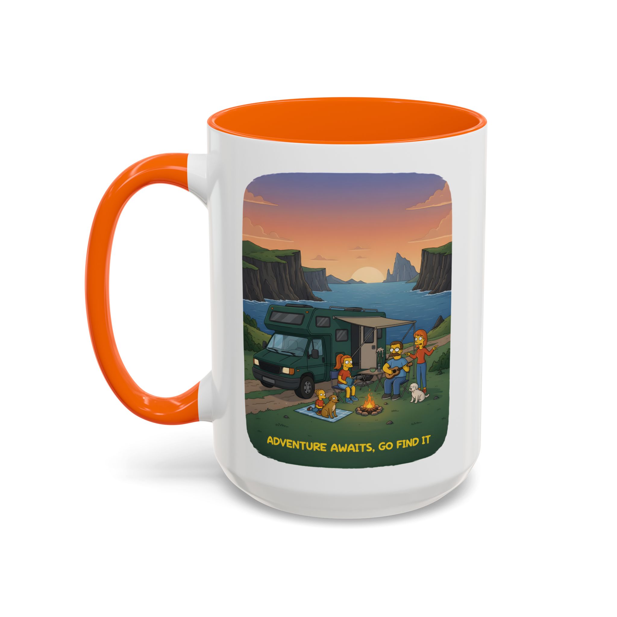 Accent Coffee Mug (11, 15oz) — "Adventure Awaits-Go Find It"" Design Sitcom-Line